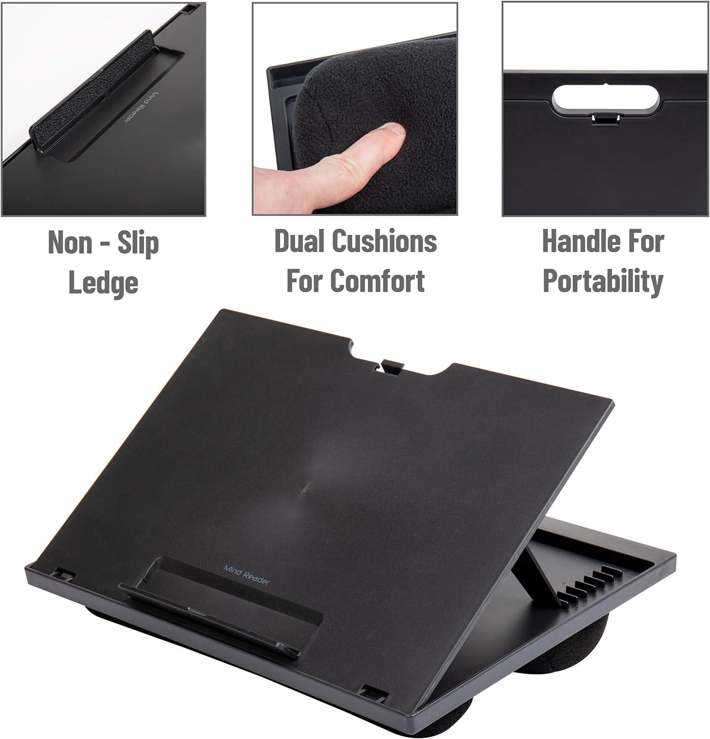 Mind Reader Mind Reader Lap Desk Laptop Stand, Bed Tray, Collapsible, Cushion, Portable, Dorm, Plastic, 14.75"L x 11"W x 7.3"H