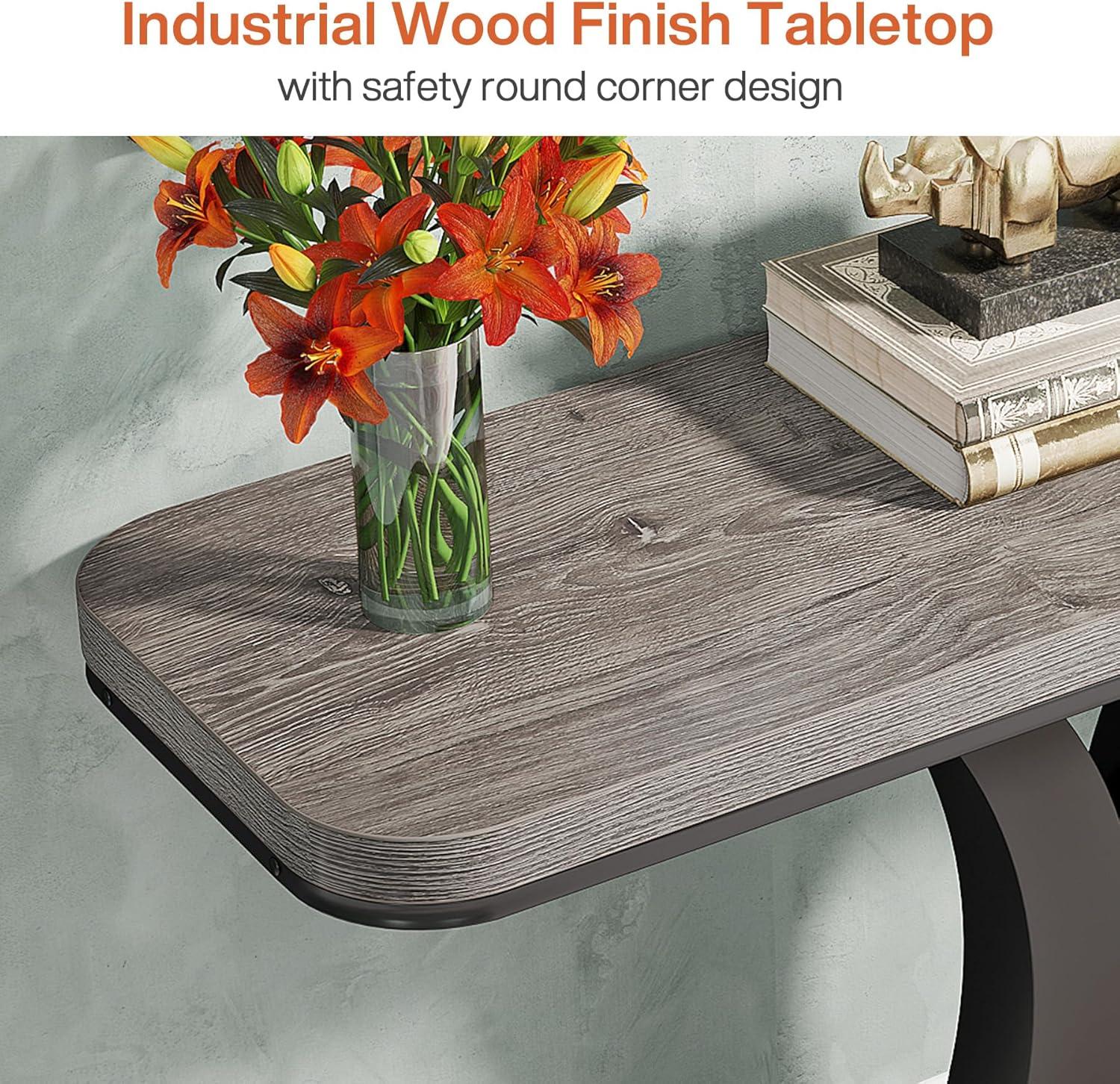 Tribesigns Industrial Console Table, 40 inch Narrow Entryway Foyer Table with Geometric Base, Rustic Hallway Accent Table for Living Room, Entrance
