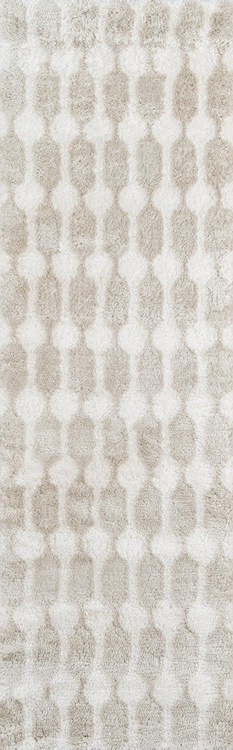 Novogratz Retro Collection Stockings Shag Area Rug, 2'3" x 7'6" Runner, Taupe