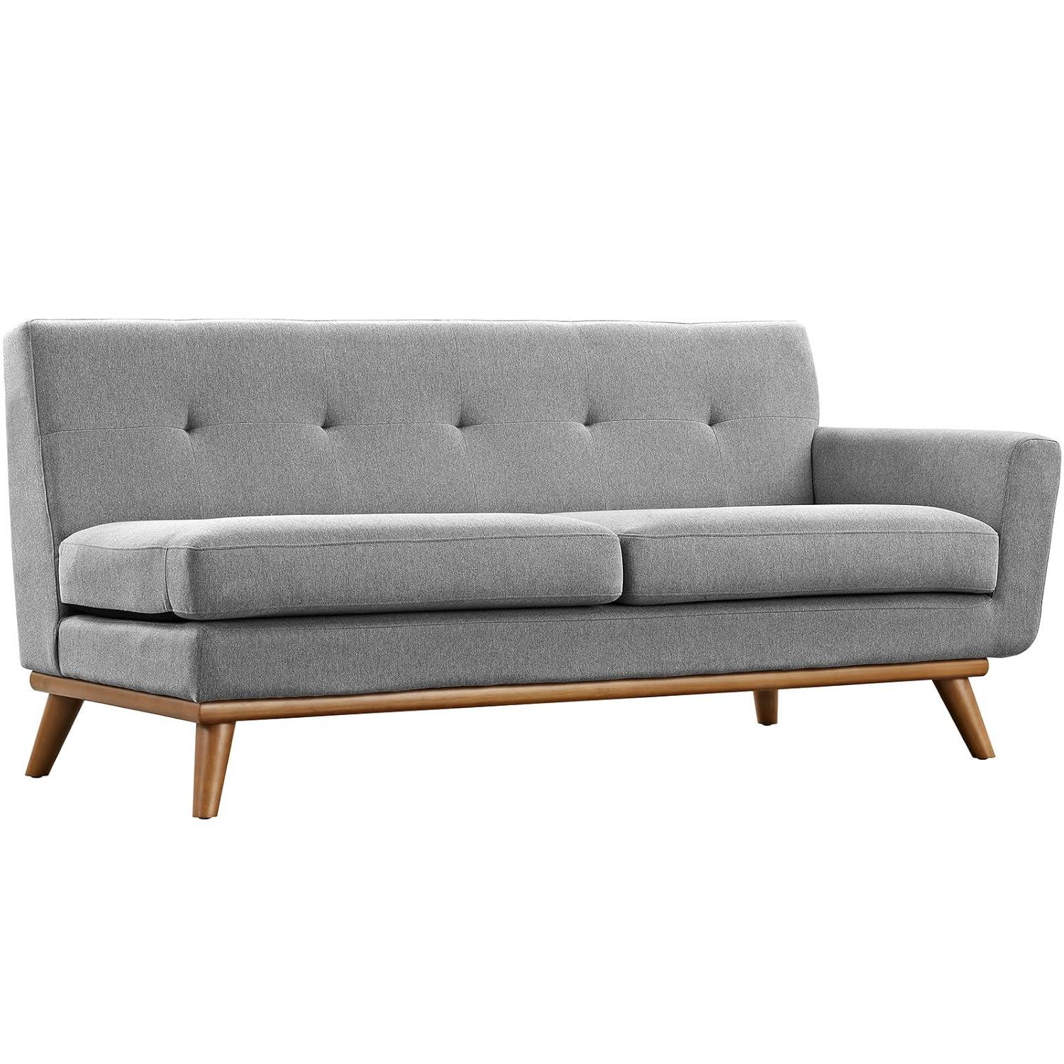 Modway Engage Left-Facing Upholstered Fabric Sectional Sofa in Expectation Gray