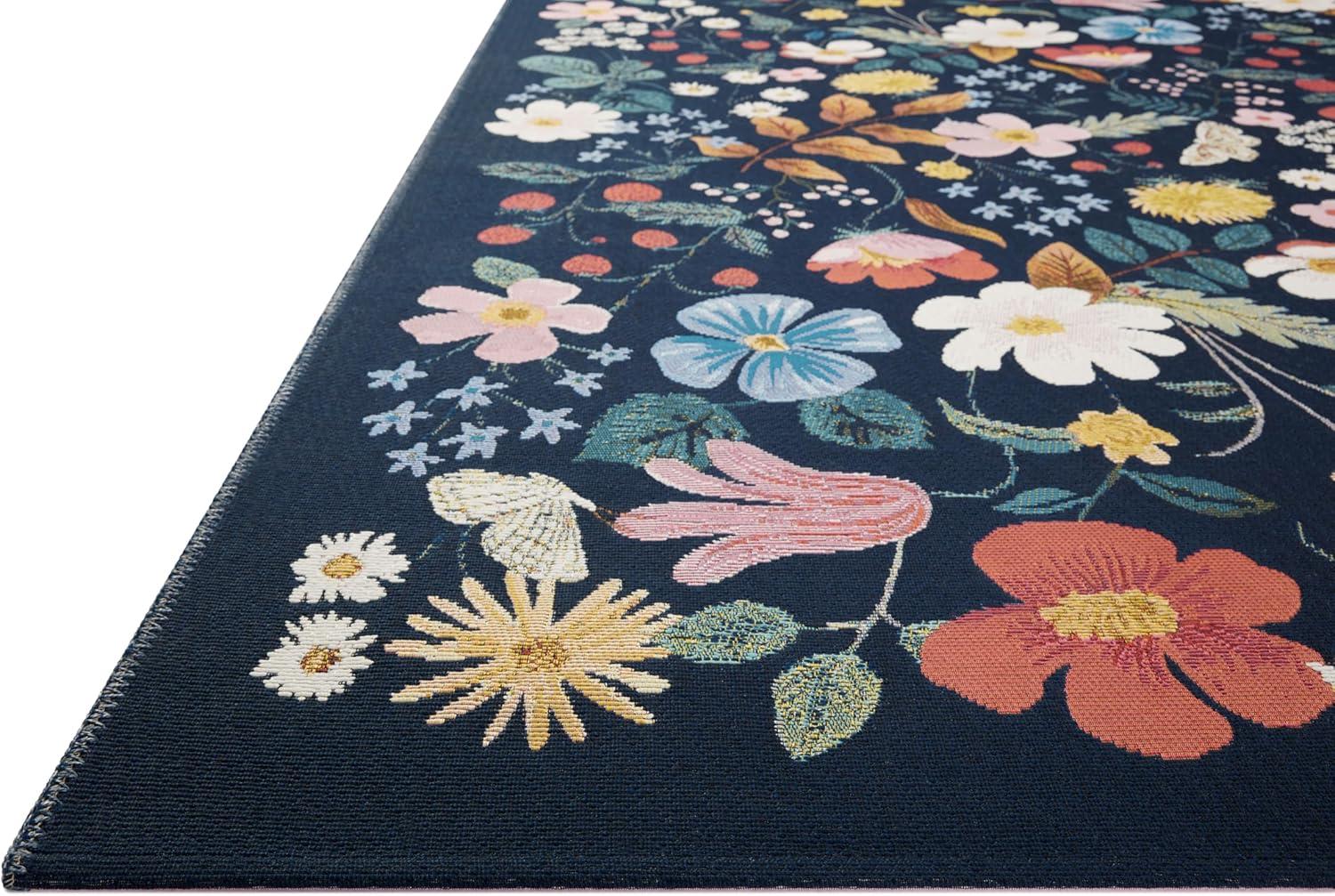 Black Floral Synthetic Indoor/Outdoor Accent Rug 2'-5" x 3'-11"