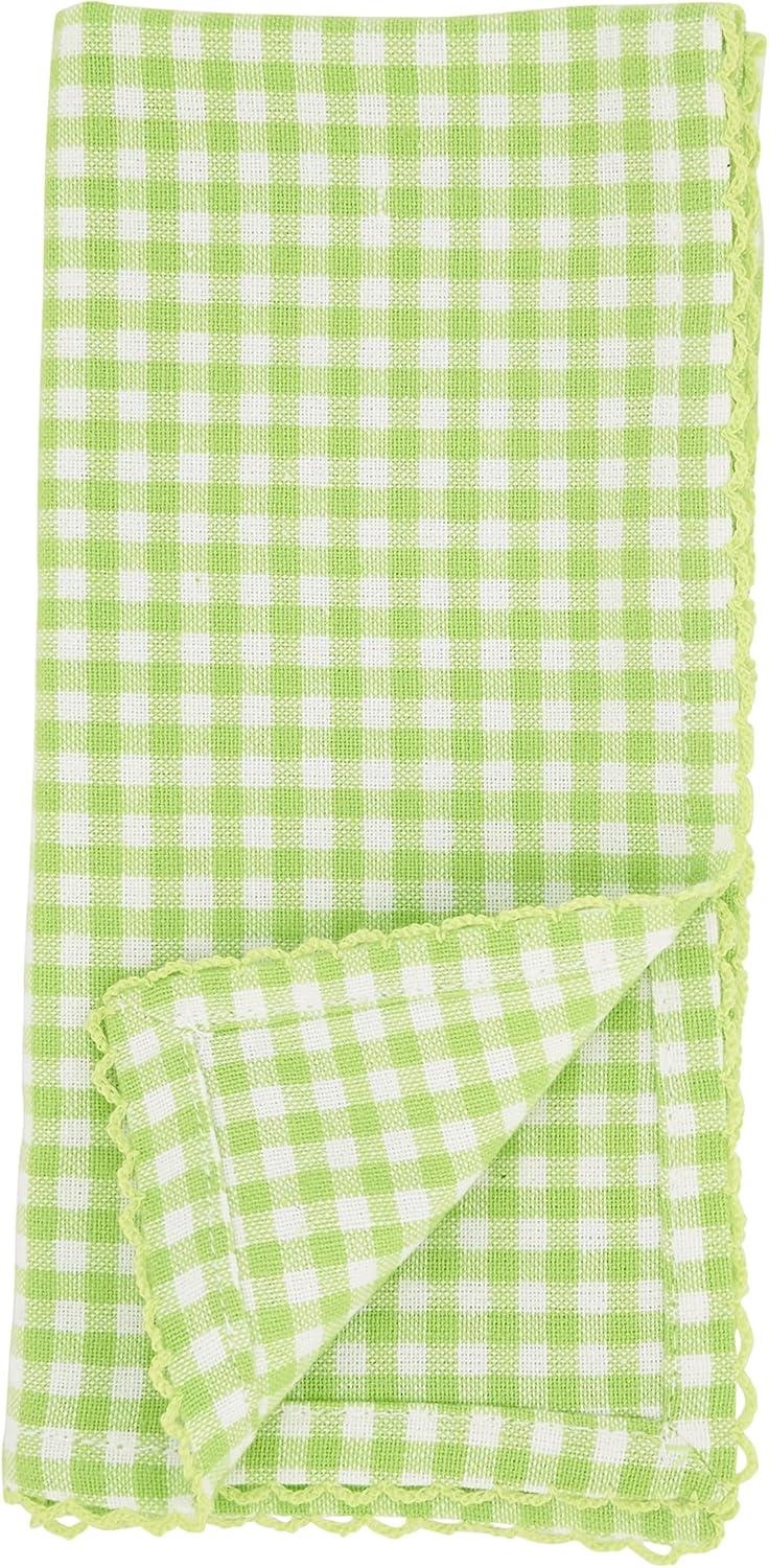 Saro Lifestyle Table Napkins With Gingham Design, Green, (Set of 4 pcs)