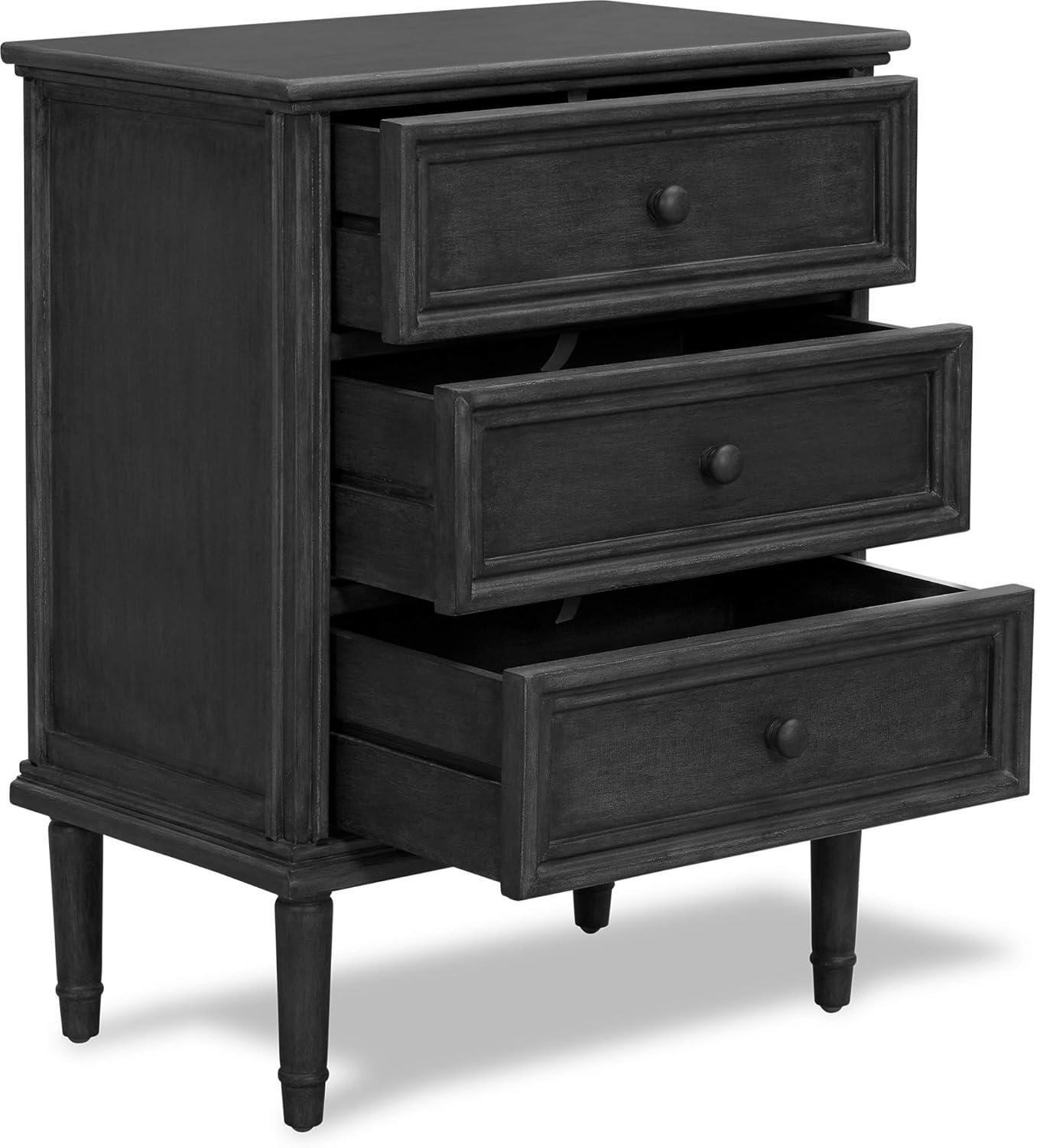 Traditional Dark Gray 3-Drawer Office Storage Cabinet with Bronze Hardware