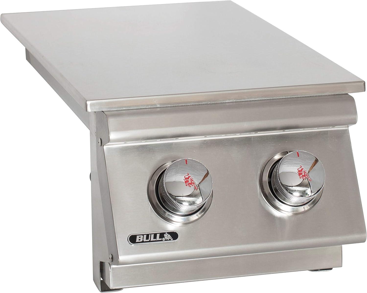 Bull Outdoor Products 22,000 BTUs Slide In Stainless Steel Double Side Burner with Removable Stainless Steel Cover and Brass Burners