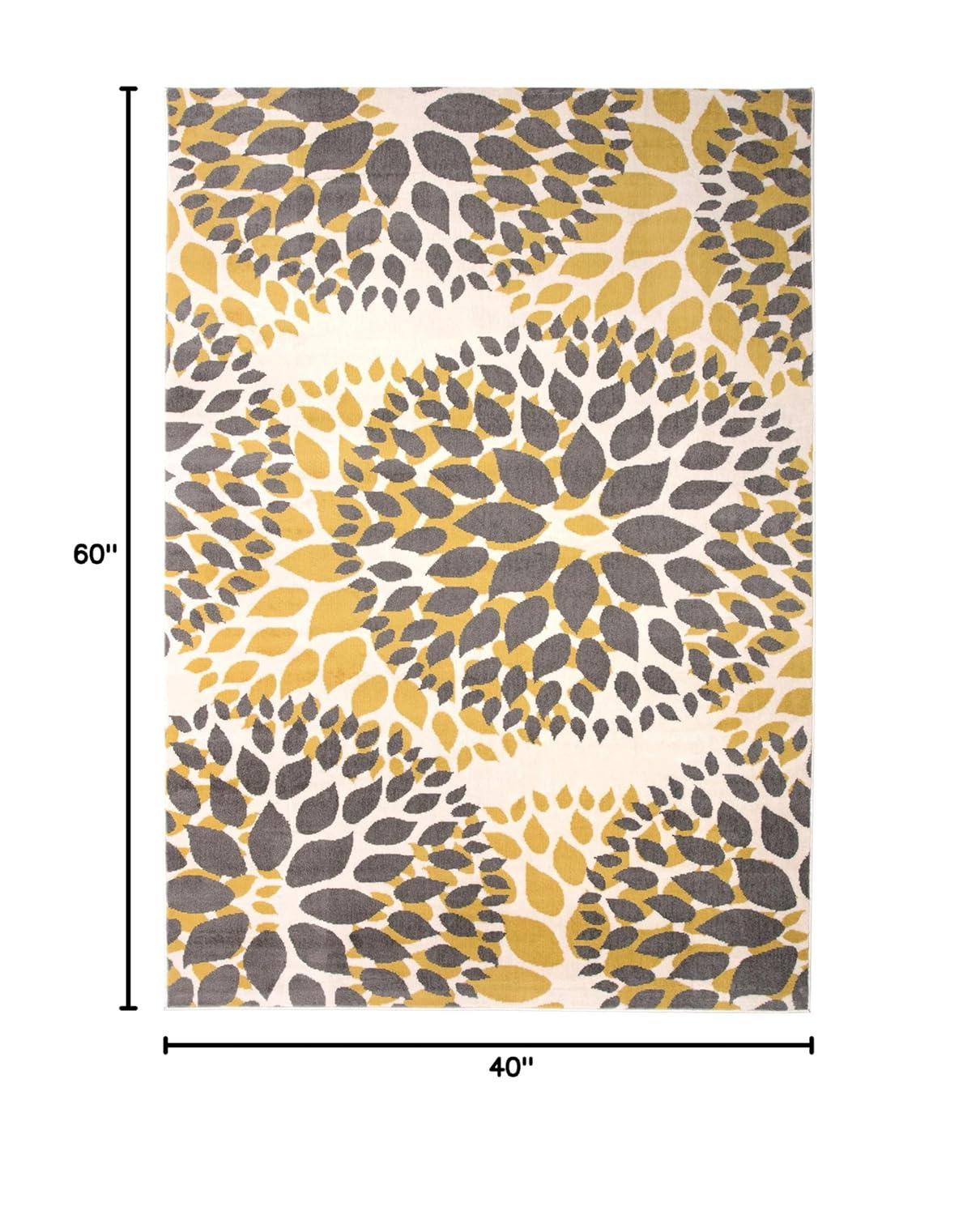 World Rug Gallery Modern Floral Circles Yellow 3'1" x 5' Area Rug
