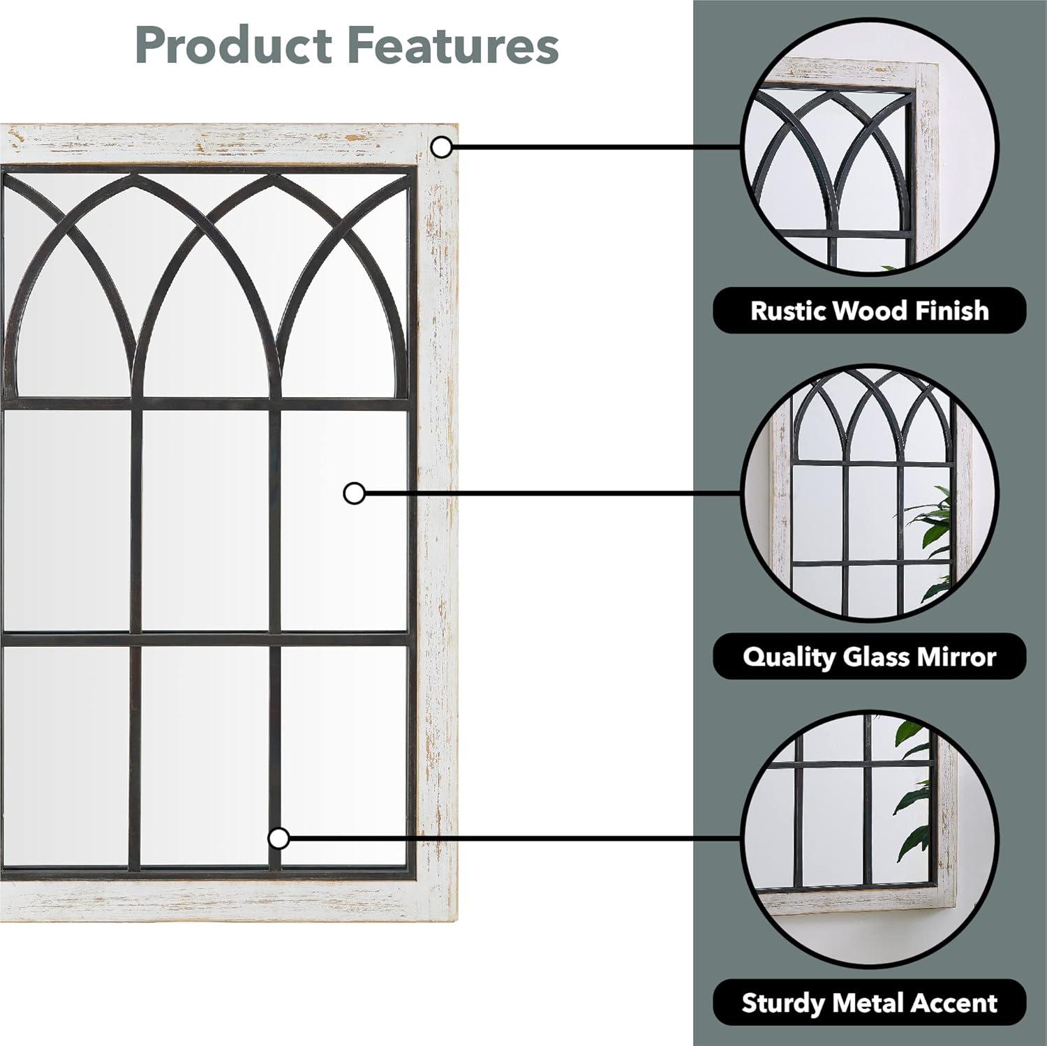 FirsTime & Co. White Vista Arch Wall Mirror, Farmhouse, Rectangular, 23.6 x 1.25 x 37.4 in