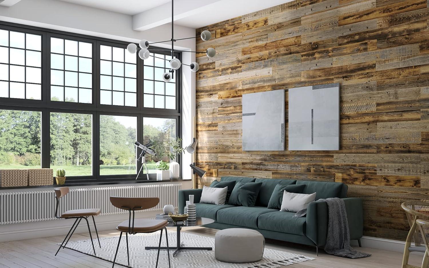 Grey Amber Reclaimed Wood Wall Panels, 46.5" x 5"