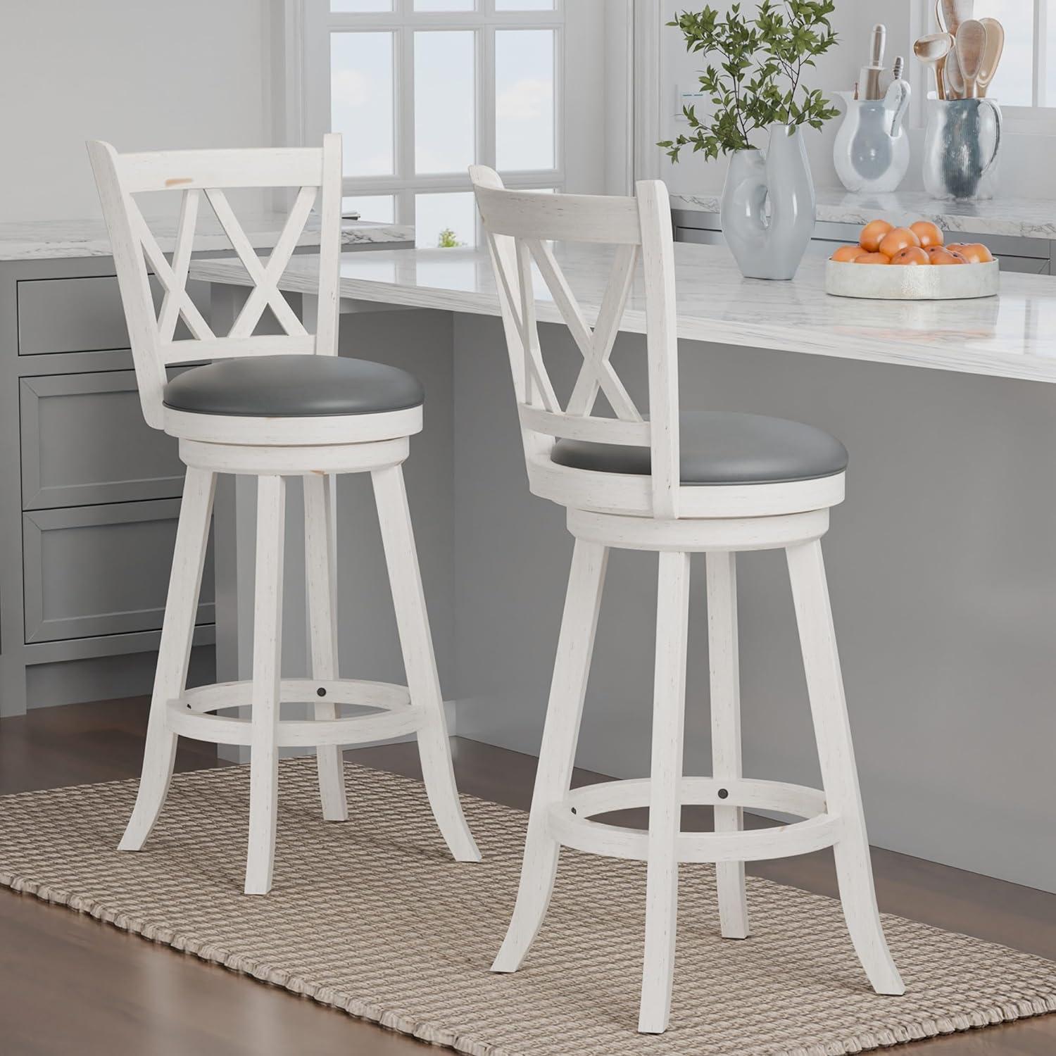 Havant Swivel Upholstered Counter Stool with Solid Wood Frame (Set of 2)