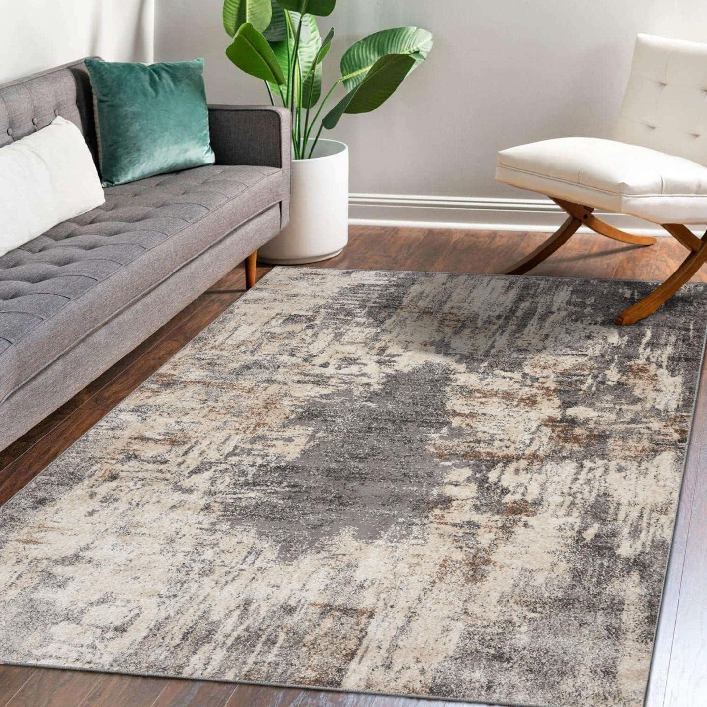 Euston 8' x 10' Gray Abstract Synthetic Area Rug