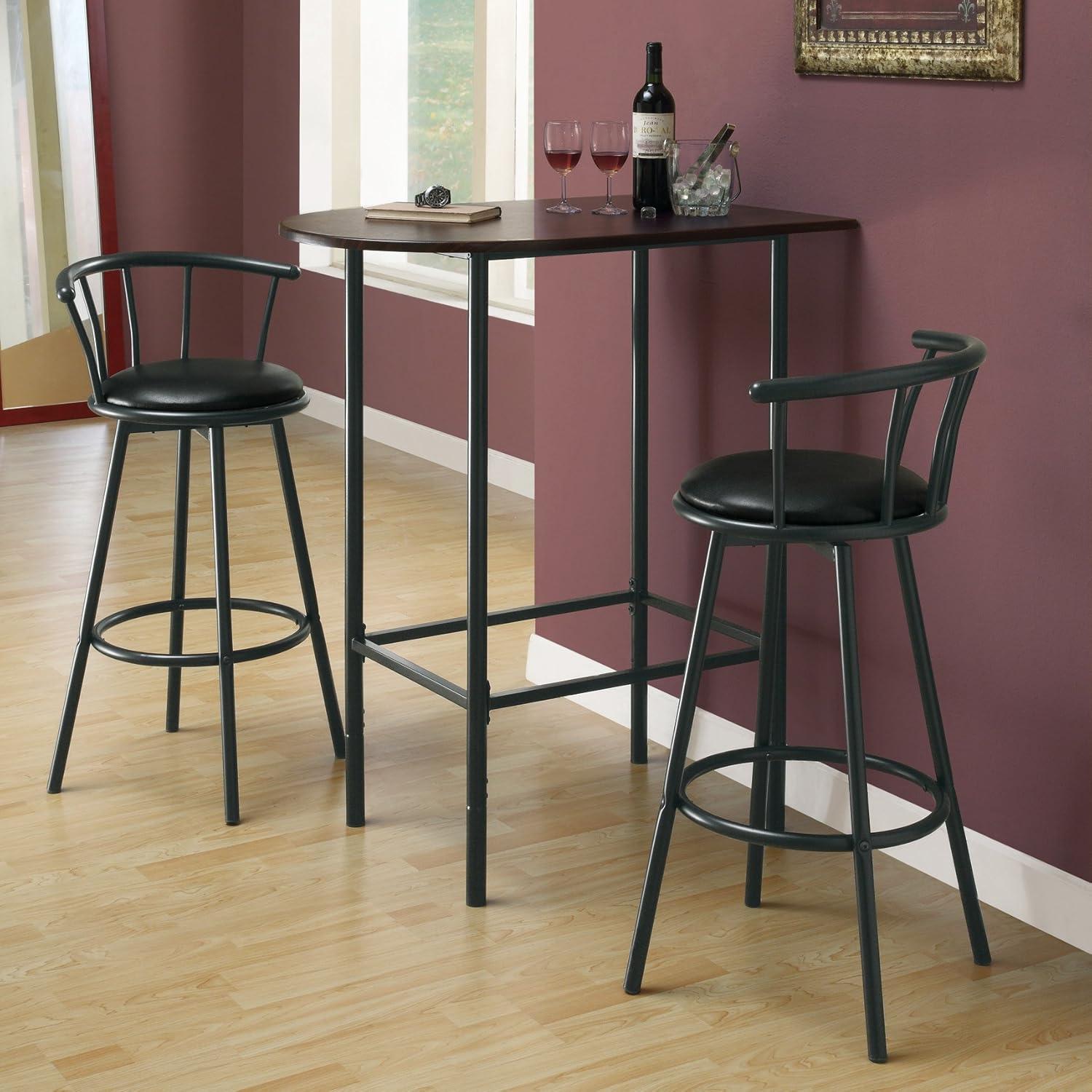 Contemporary Half-Moon Bar Height Table in Cappuccino & Black