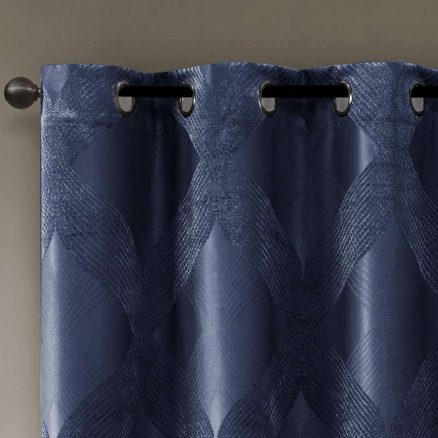 Madison Park Bentley Ogee Knitted Jacquard Geometric Total Blackout Single Curtain Panel