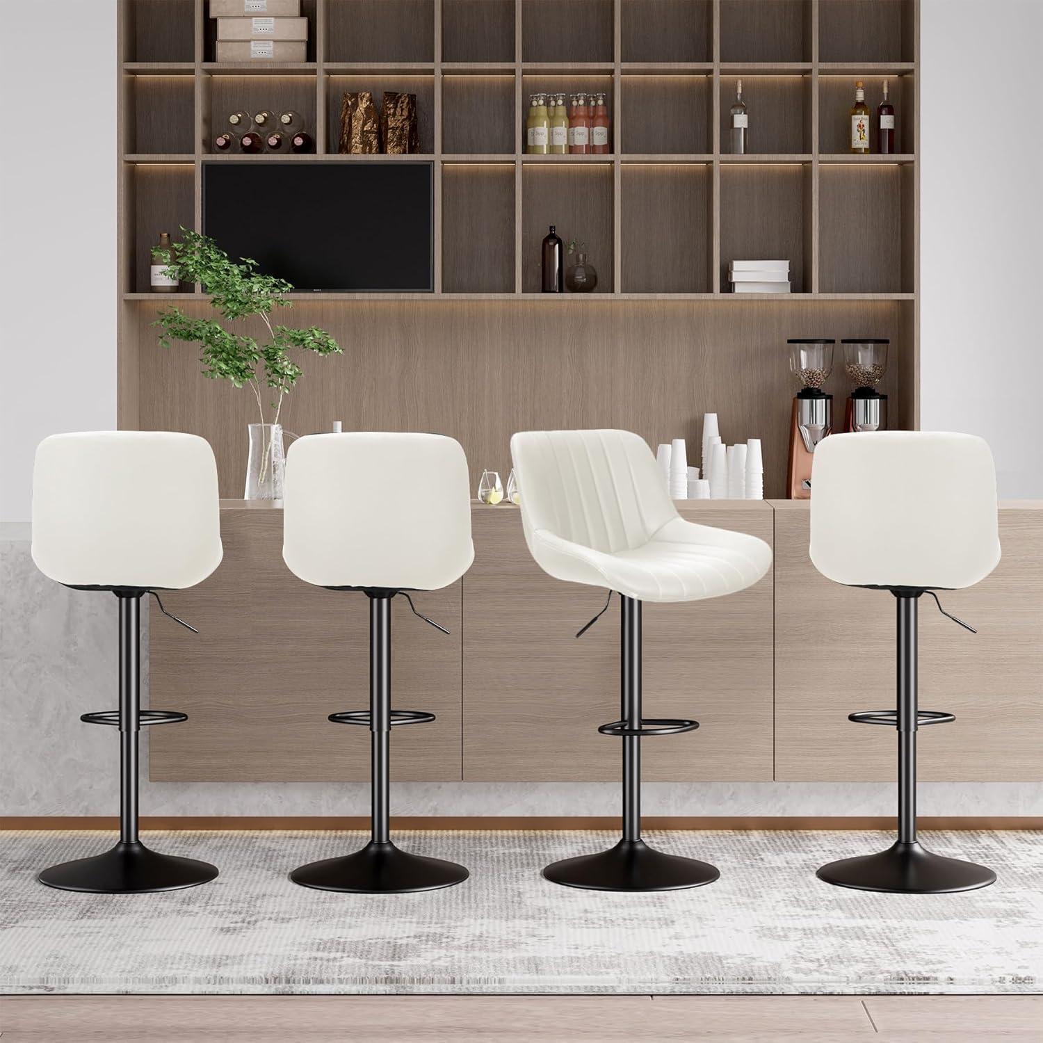 Hawsaiy Adjustable Bar Stools Set of 2, Swivel Counter Height Bar Chairs with Back, Modern Technical Fabric Barstools for Kitchen Island & Home, Green