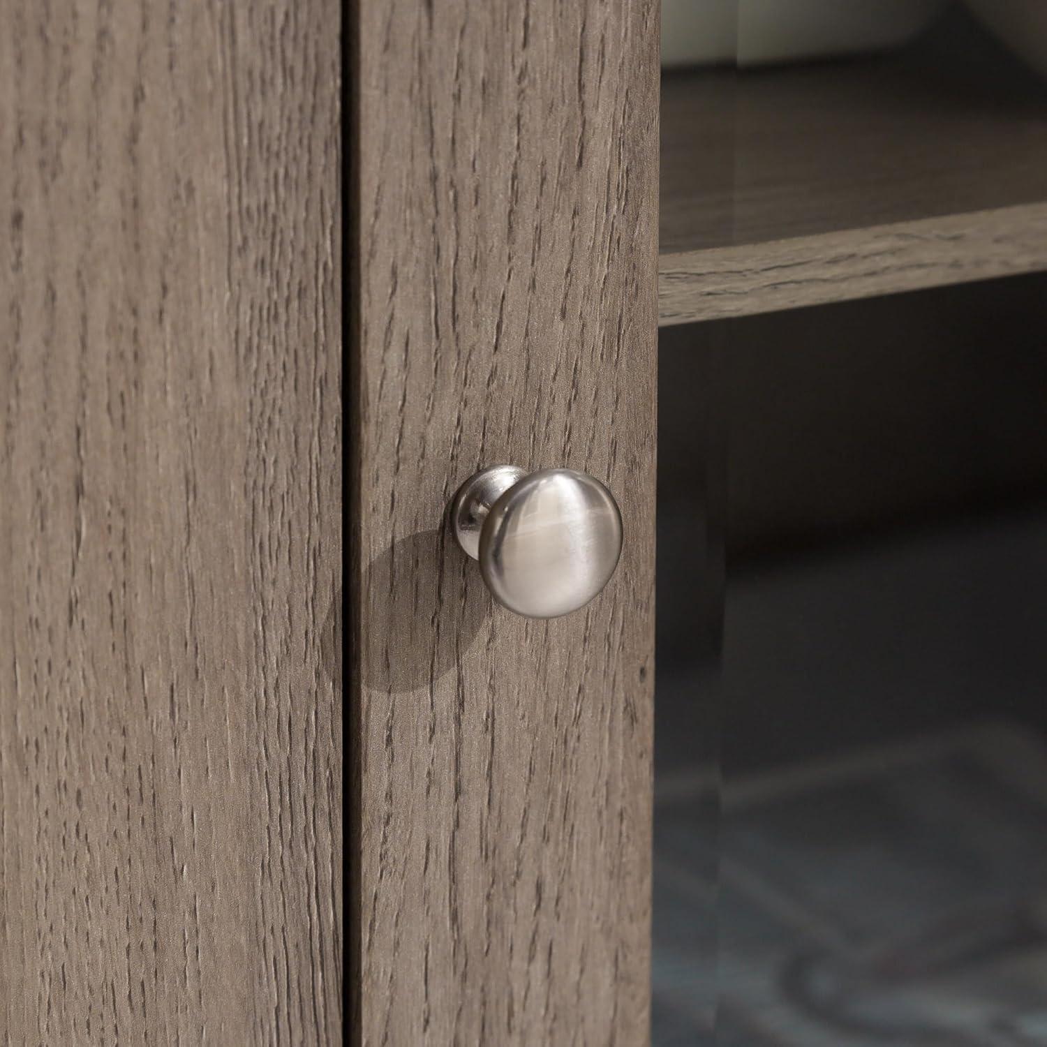 Walker Edison Glenwood Rustic Farmhouse Glass Door Highboy Fireplace TV Stand for TVs up to 65 Inches, 58 Inch, White Oak