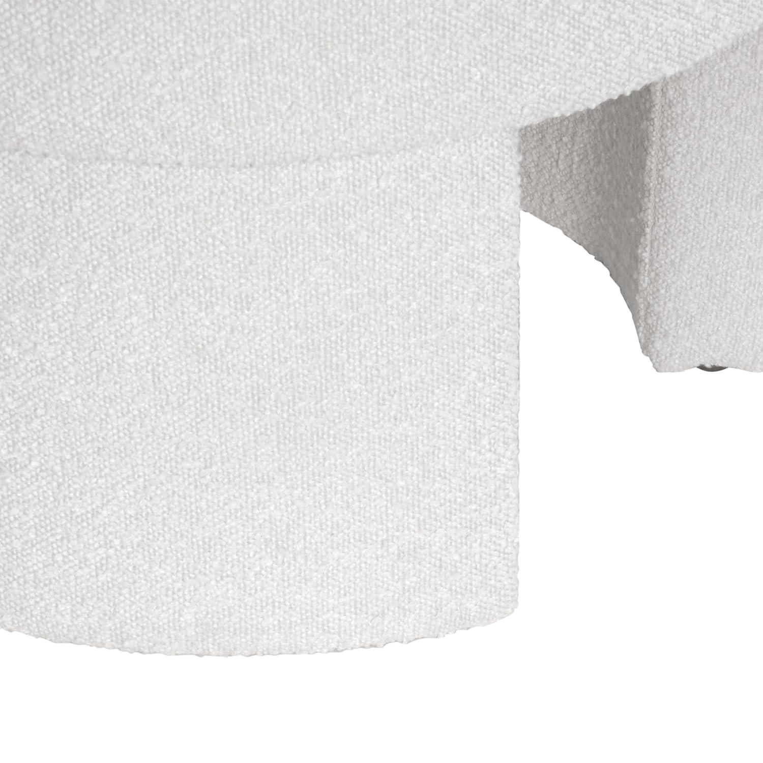 Sophia Ottoman Cream Boucle - HomePop: Modern Round Upholstered Footstool, No Assembly Required
