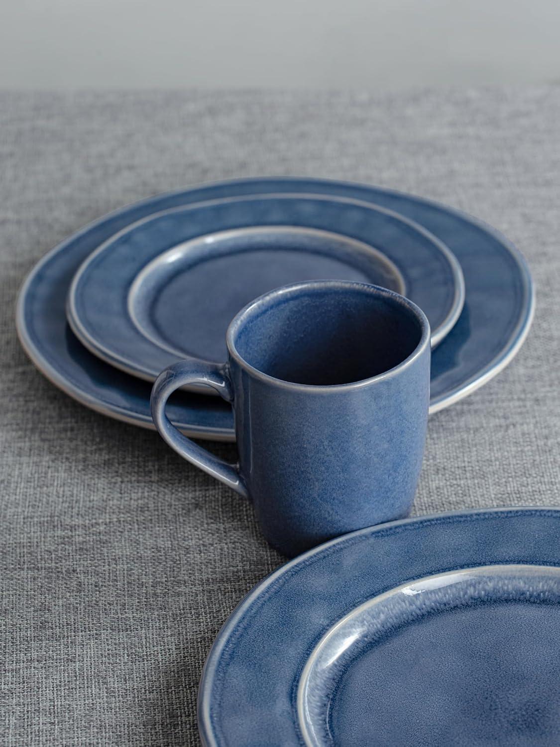 FAST APPLIANCES LLC Coffee Mugs Set Of 4, Ocean Square 13Oz Coffee Cup Set With Handle For Cocoa, Milk, Hot Chocolate, Tea, Water, Stoneware Cups For Kitchen, Microwave And Dishwasher Safe, Vanilla White