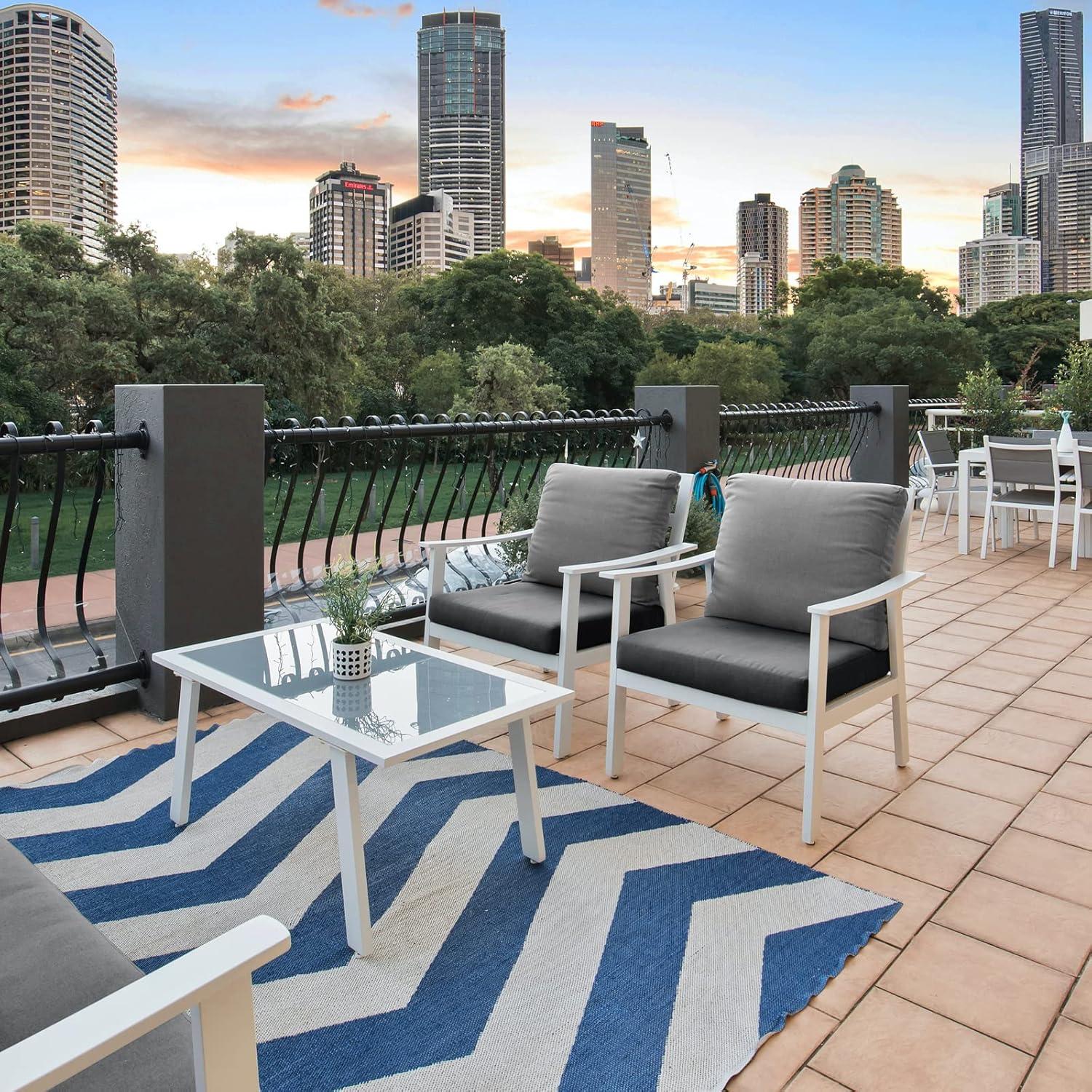 Dmsky Patio Chair Cushion,19 x 19 x 3.7 Inch Outdoor Chair Cushions for Patio Furniture,Waterproof Seat Cushions with Ties, Garden Sofa Couch Chair Pads with Handle Set of 4(Gray)