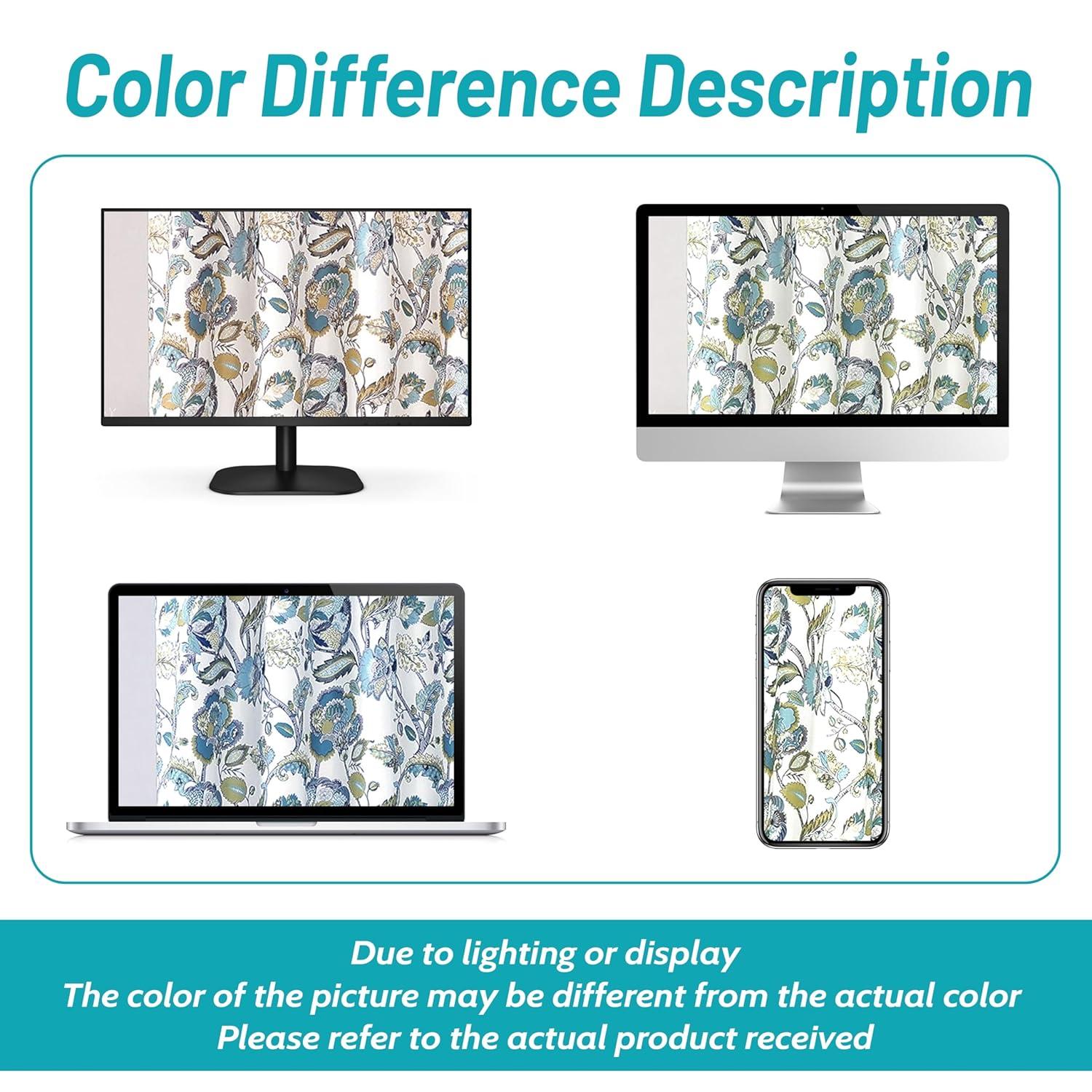 DriftAway  Layla Classic America Style Floral Leaves Room Darkening Window Curtain Valance Rod Pocket Ivory Teal Gray 52" Width X 14 " Length