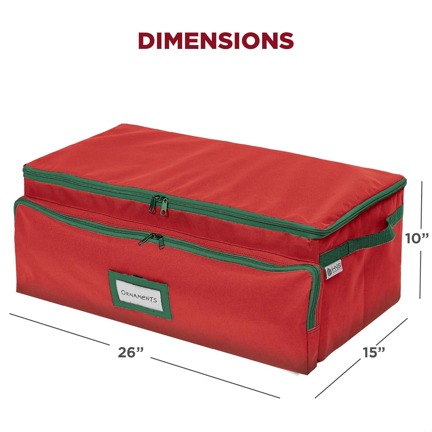 HOLDN’ STORAGE Christmas Ornament Storage Box with Dividers - Fits 72-3” Ornaments, 3 Removable Trays, Durable & Space-Saving, Clear Top Lid, Convenient Storage Designed, Red