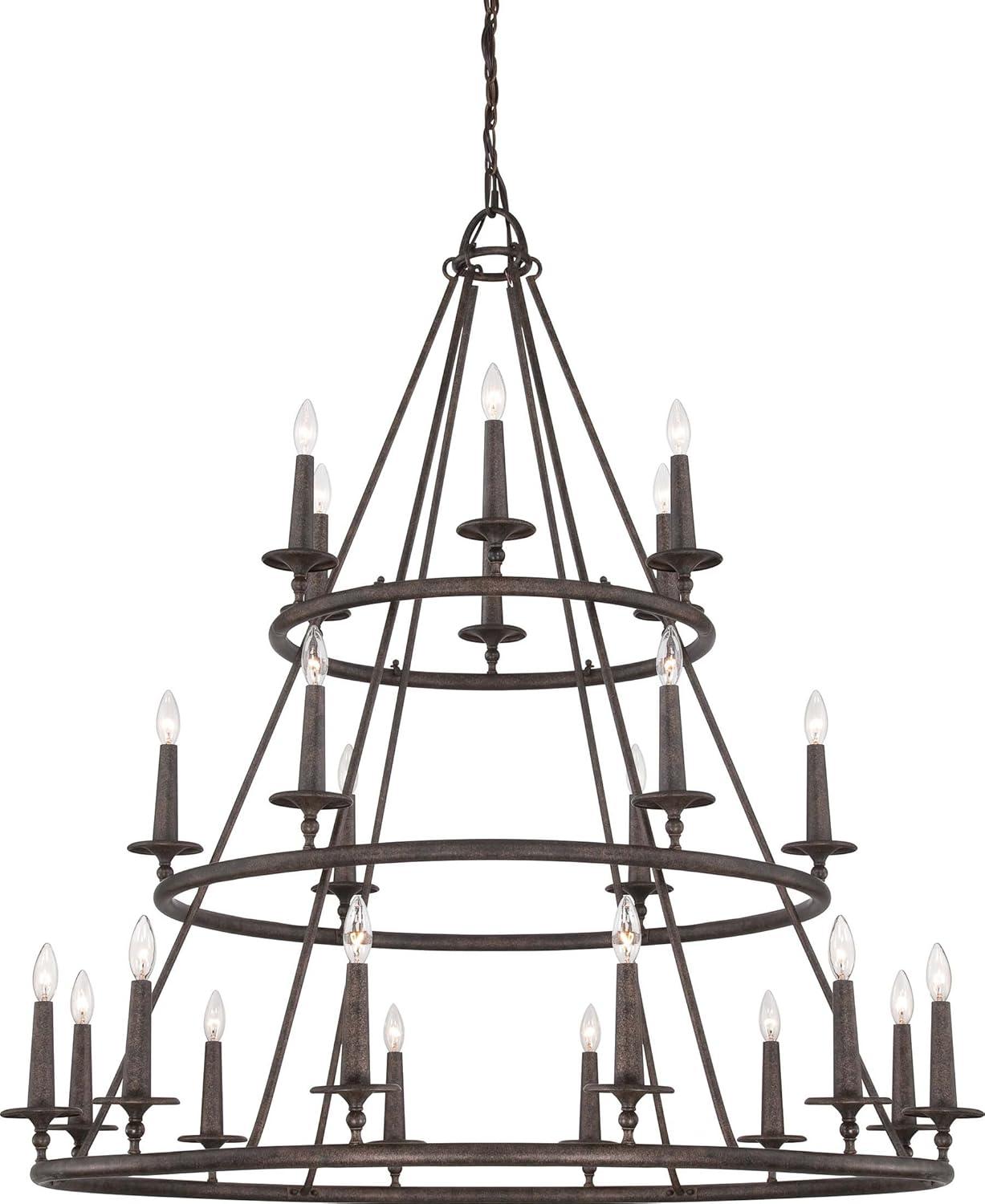 Voyager 24-Light Dark Bronze 3-Tier Chandelier