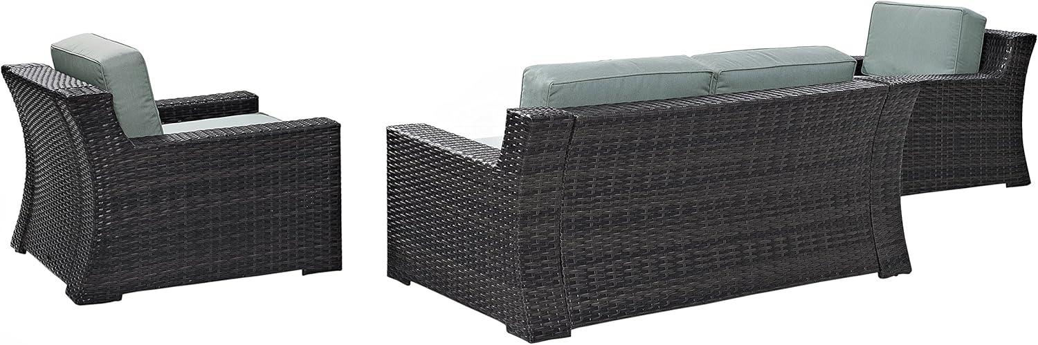 Beaufort 3pc Outdoor Wicker Seating Set with Loveseat & 2 Arm Chairs - Mist - Crosley: Weather-Resistant Patio Ensemble