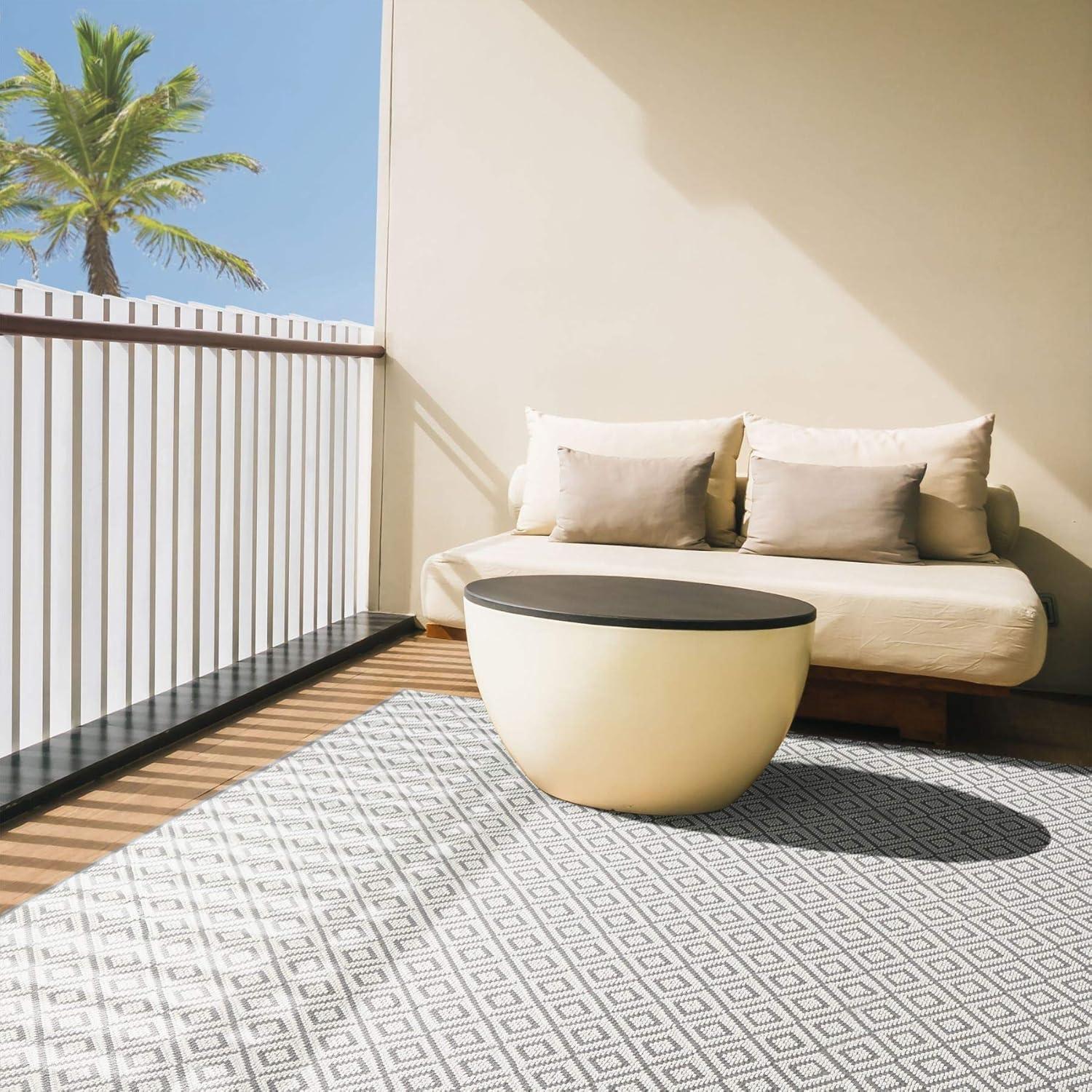 5'3" x 7'3" Tripoli Lydia Indoor/Outdoor Rug Gray/Cream - Home Dynamix