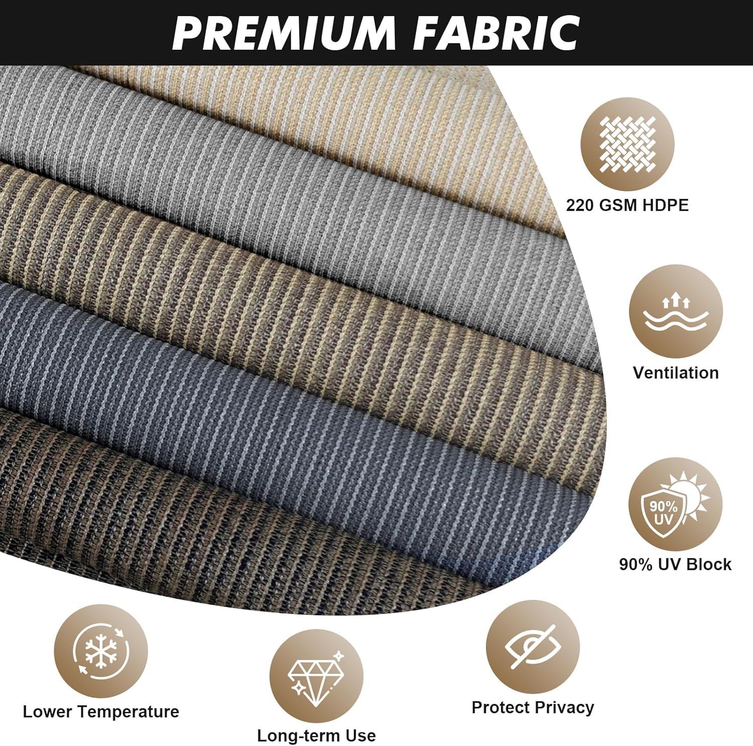 SMONTER Outdoor Sunshade Roller Shade 6'W x 6'H (72" Wx72 H), Exterior Cordless Roll Up Shades Blinds, UV Protection Shade Cloth with Crank Operation for Outside Windows Patio Porch Gazebo, Walnut
