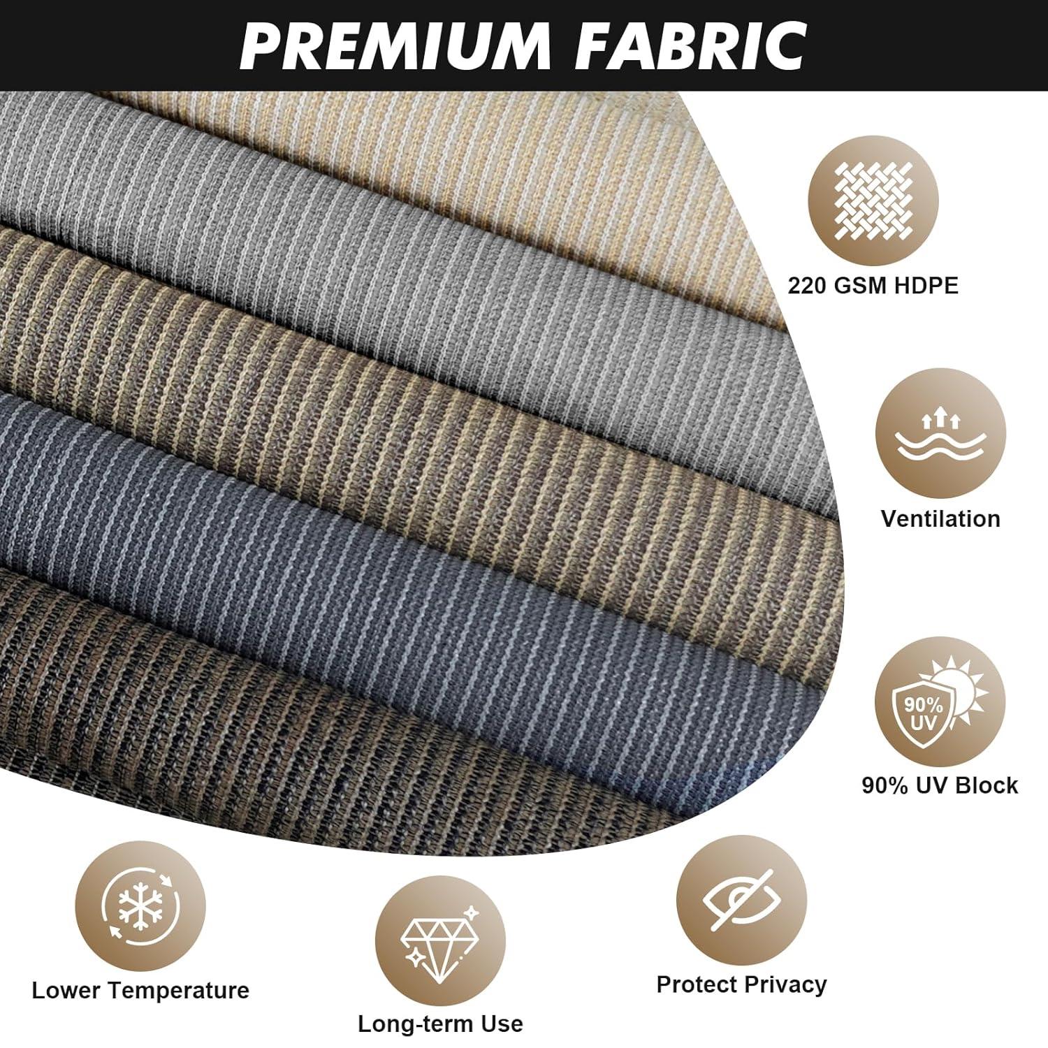 SMONTER Outdoor Sunshade Roller Shade 6'W x 6'H (72" Wx72 H), Exterior Cordless Roll Up Shades Blinds, UV Protection Shade Cloth with Crank Operation for Outside Windows Patio Porch Gazebo, Walnut