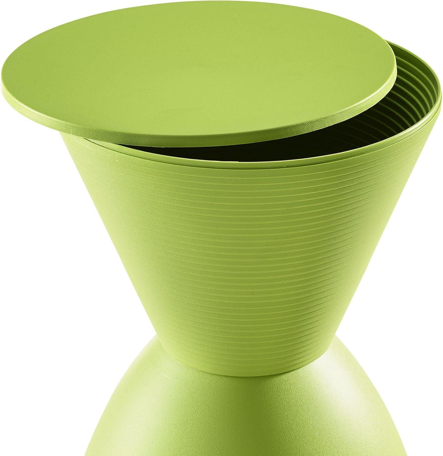 Modern Green Polypropylene Hourglass Accent Stool with Storage