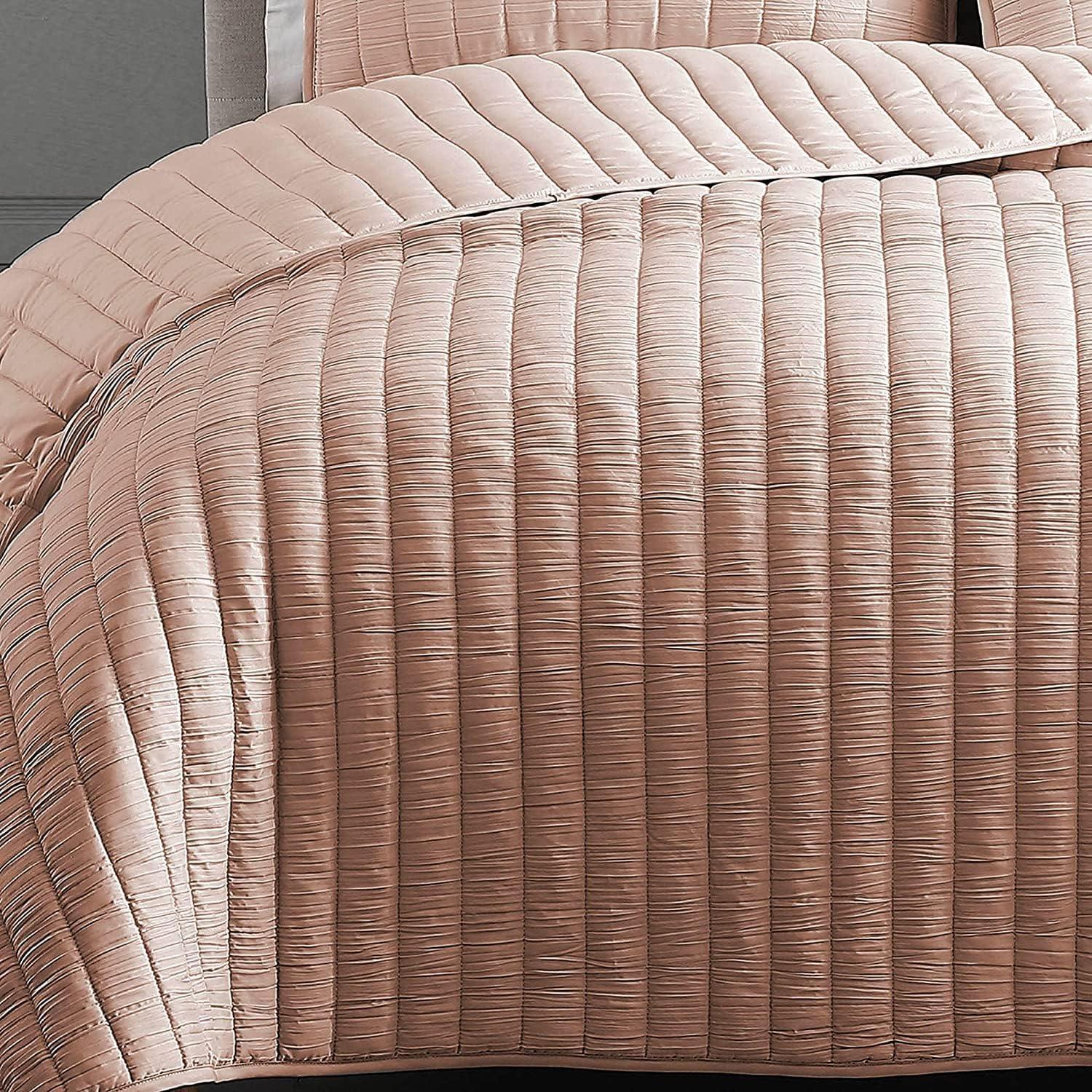 Riverbrook Home 2pc Twin Moonstone Quilt Bedding Set Light Pink: Microfiber, Includes Sham, Machine Washable