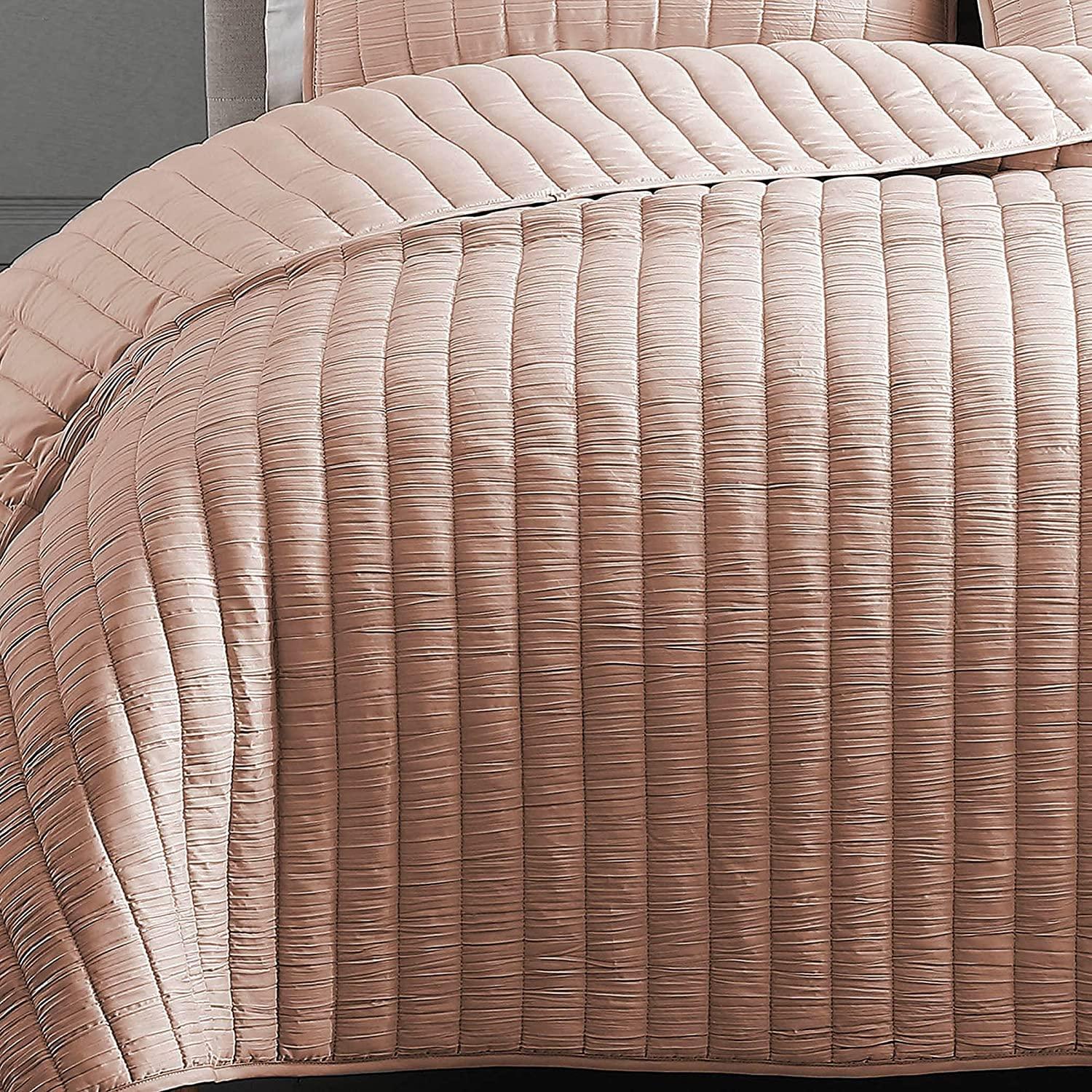 Riverbrook Home 2pc Twin Moonstone Quilt Bedding Set Light Pink: Microfiber, Includes Sham, Machine Washable