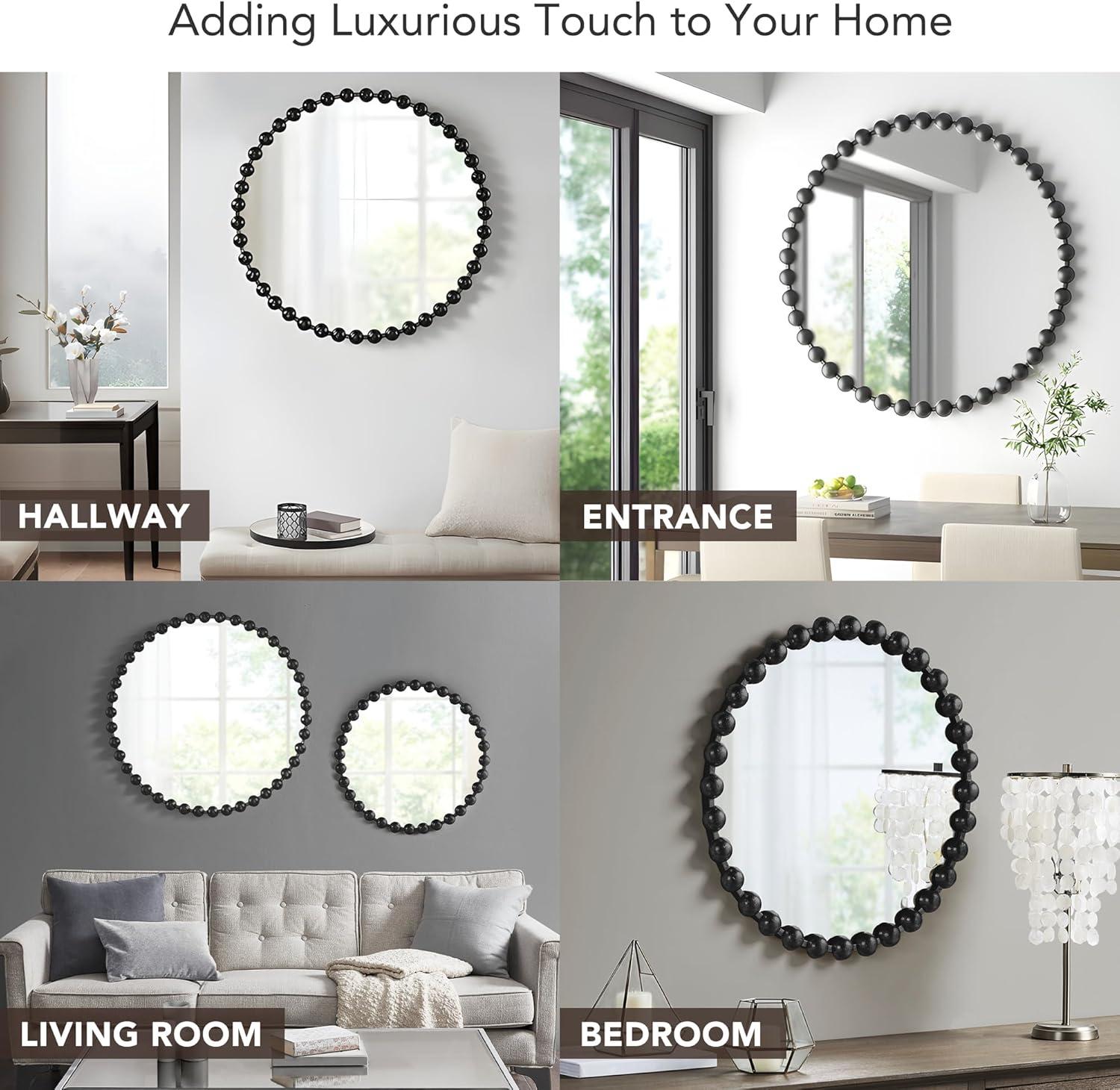 Marlowe Beaded Round Metal Wall Mirror