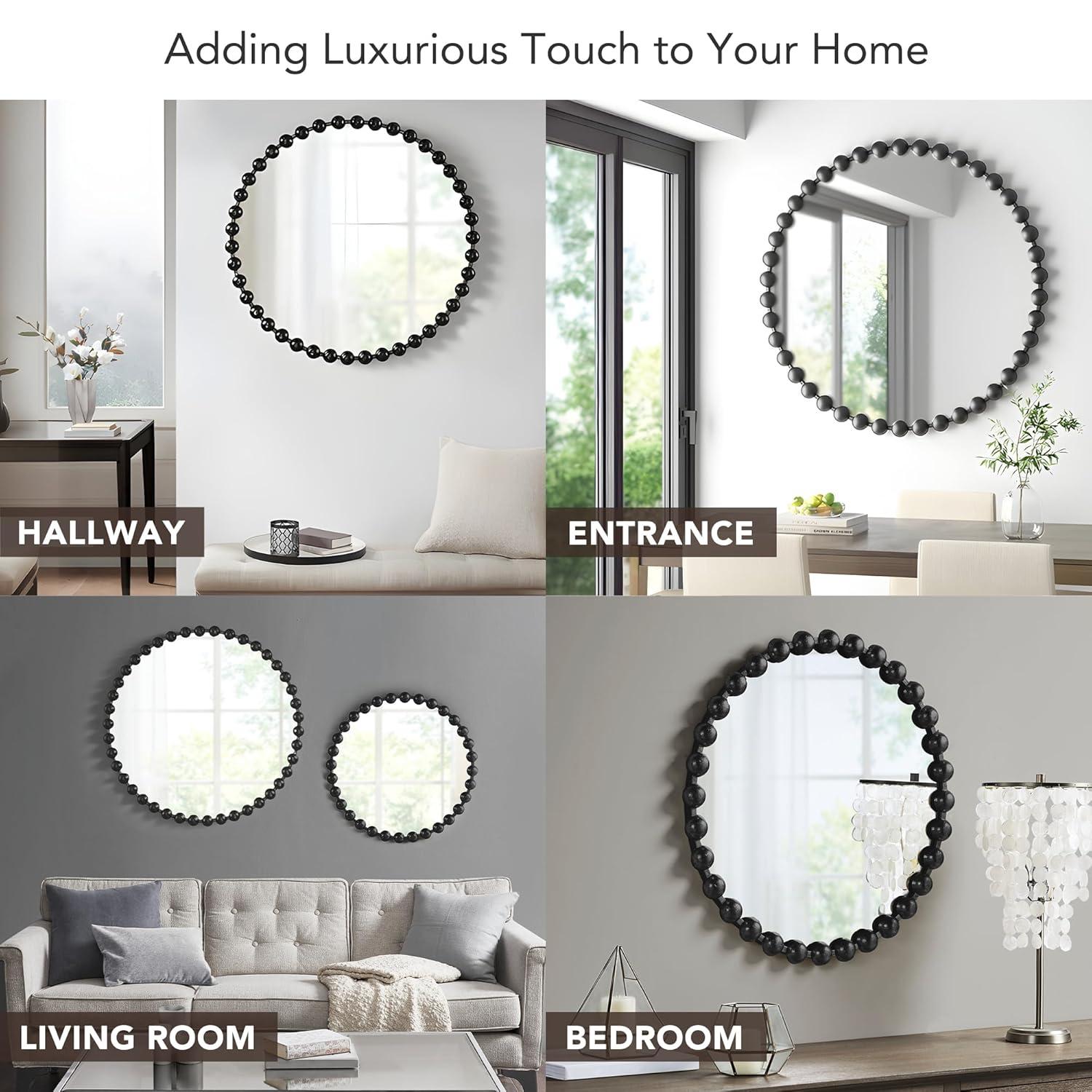 Marlowe Beaded Round Metal Wall Mirror