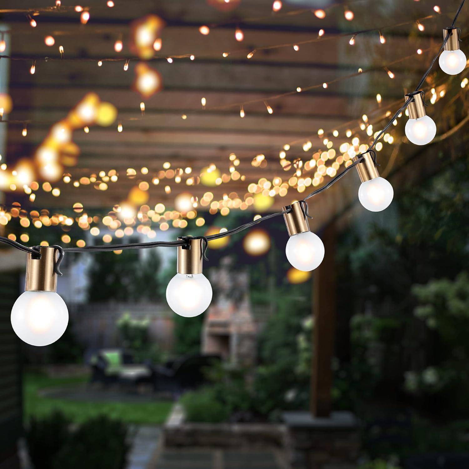 Farrynn Outdoor String Lights - Brass / Black - Safavieh..