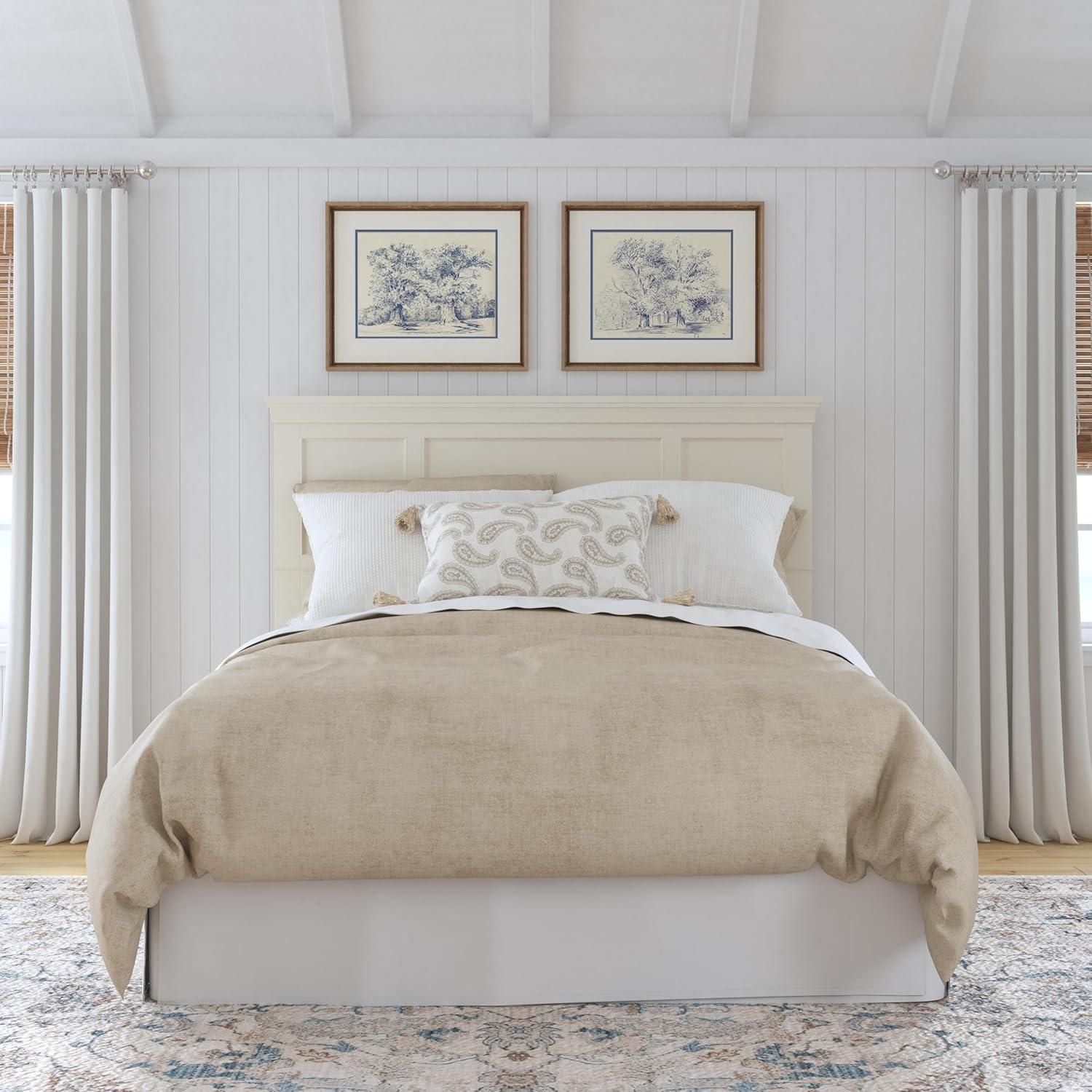 Naples Off-White Queen Wood Panel Headboard