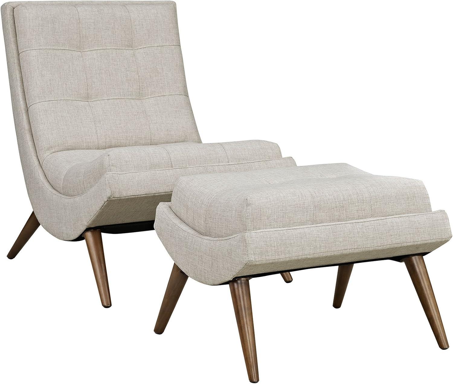 Modway Ramp Mid Century Fabric Lounge Chair Set