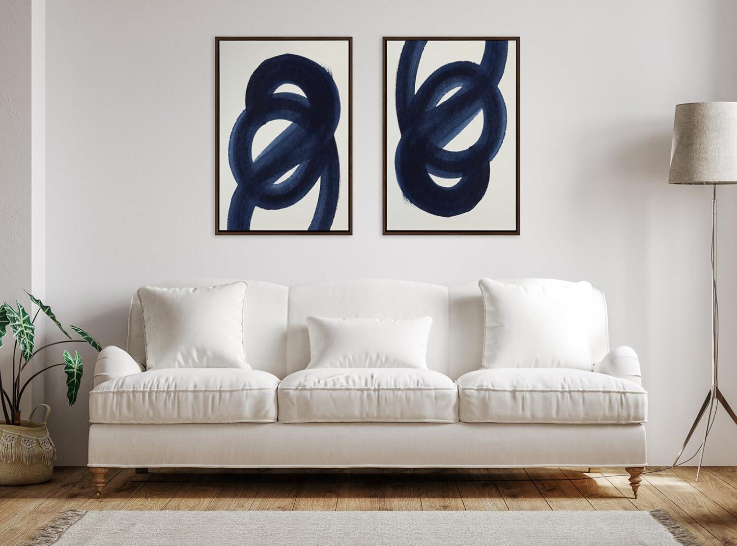 Kate & Laurel All Things Decor Sylvie Japandi 18 Framed Linen Textured Wall Art by Rocket Jack Brown Modern Abstract Wall Art