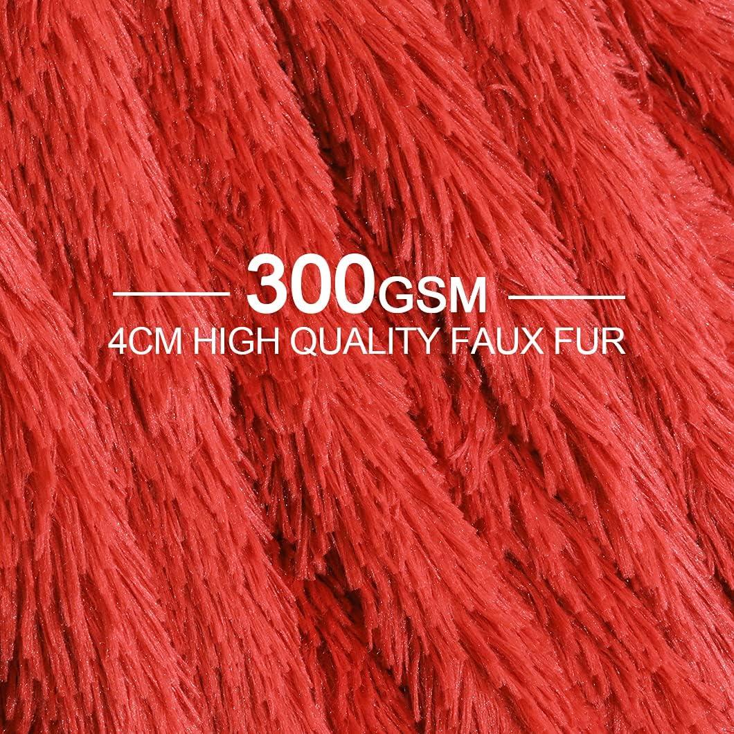 YUSOKI Red Faux Fur Throw Blanket,2 Layers,50" x 60",Soft Fluffy Fuzzy Cozy Blanket for Women Girls Teens Sofa Chair Couch Bed Farmhouse Decrations Photoshoot Props Christmas