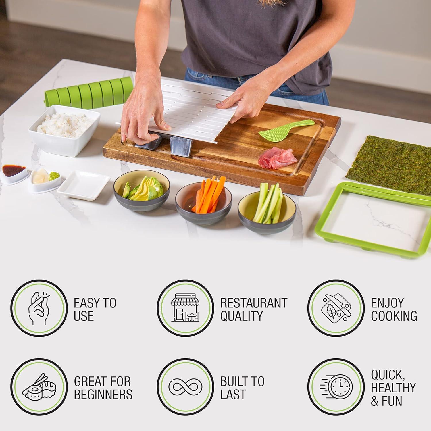 Green Plastic Sushi Making Kit with Rice Frame and Cutter