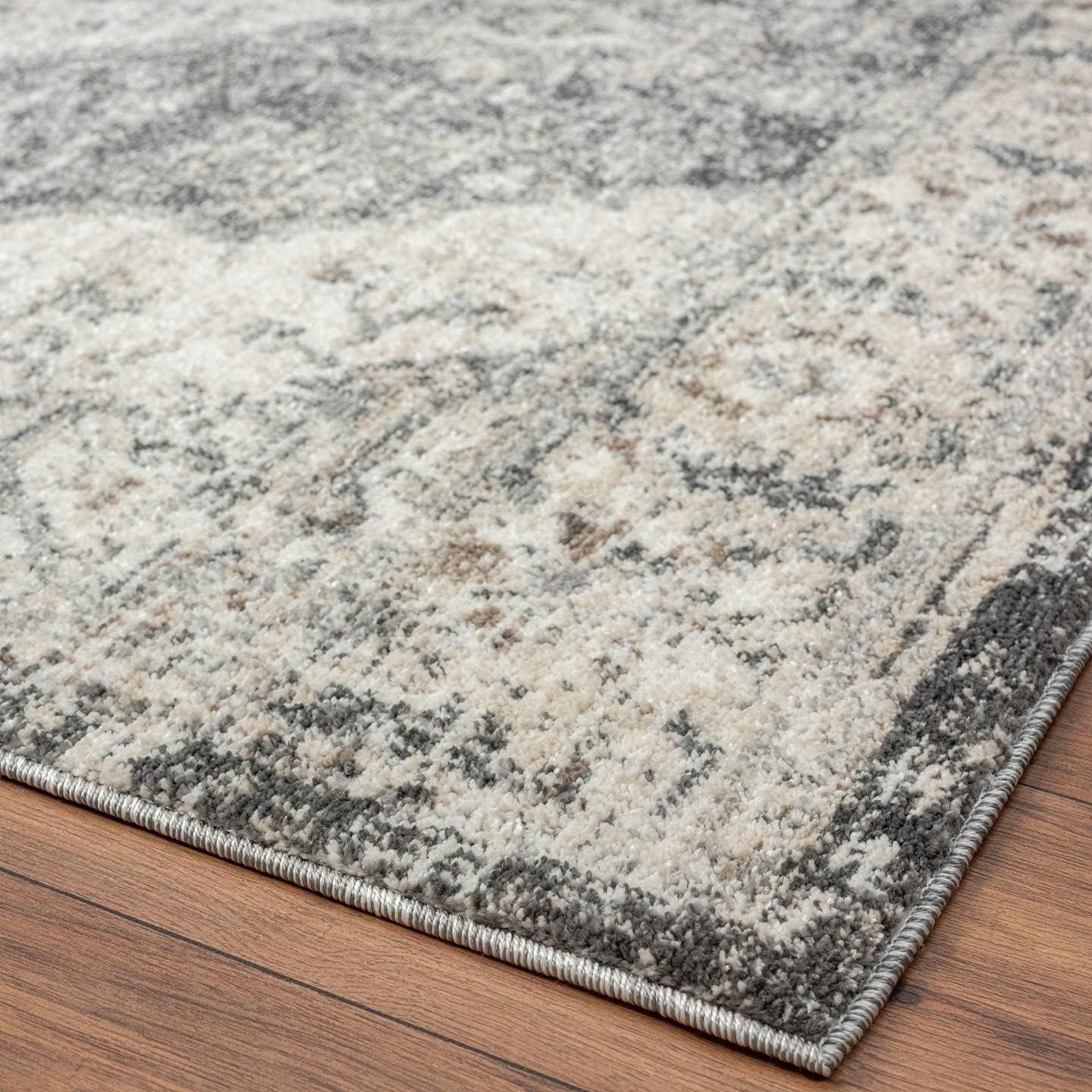 Gray 9' x 12' Synthetic Oriental Area Rug