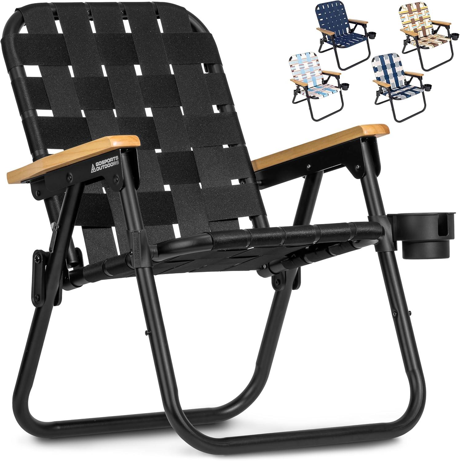 GoSports GoSports Outdoors WOVN Premium Beach & Camping Chair - Folding Backpack Chair for Adults