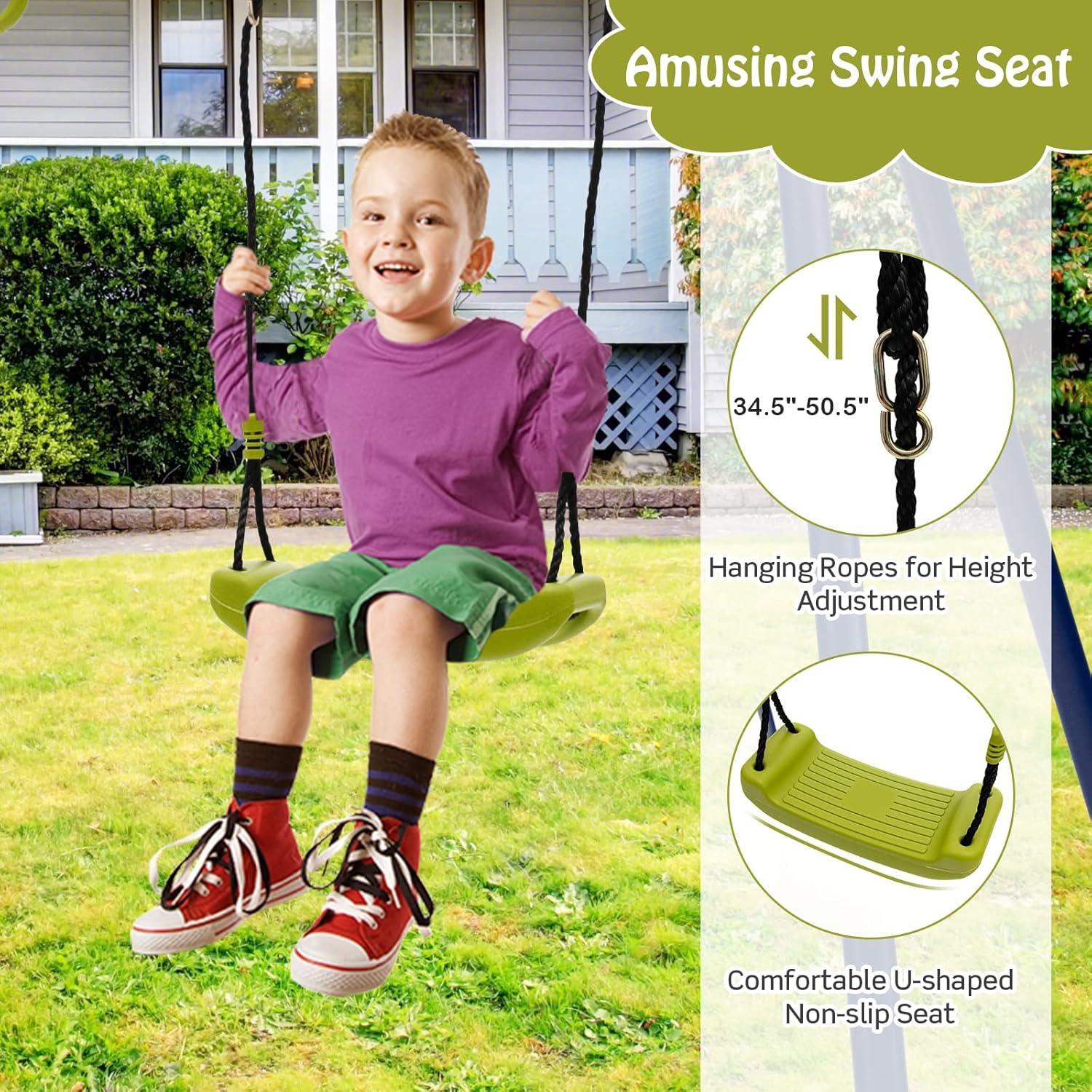 Heavy Duty 3-in-1 Metal Swing Set with Gym Rings