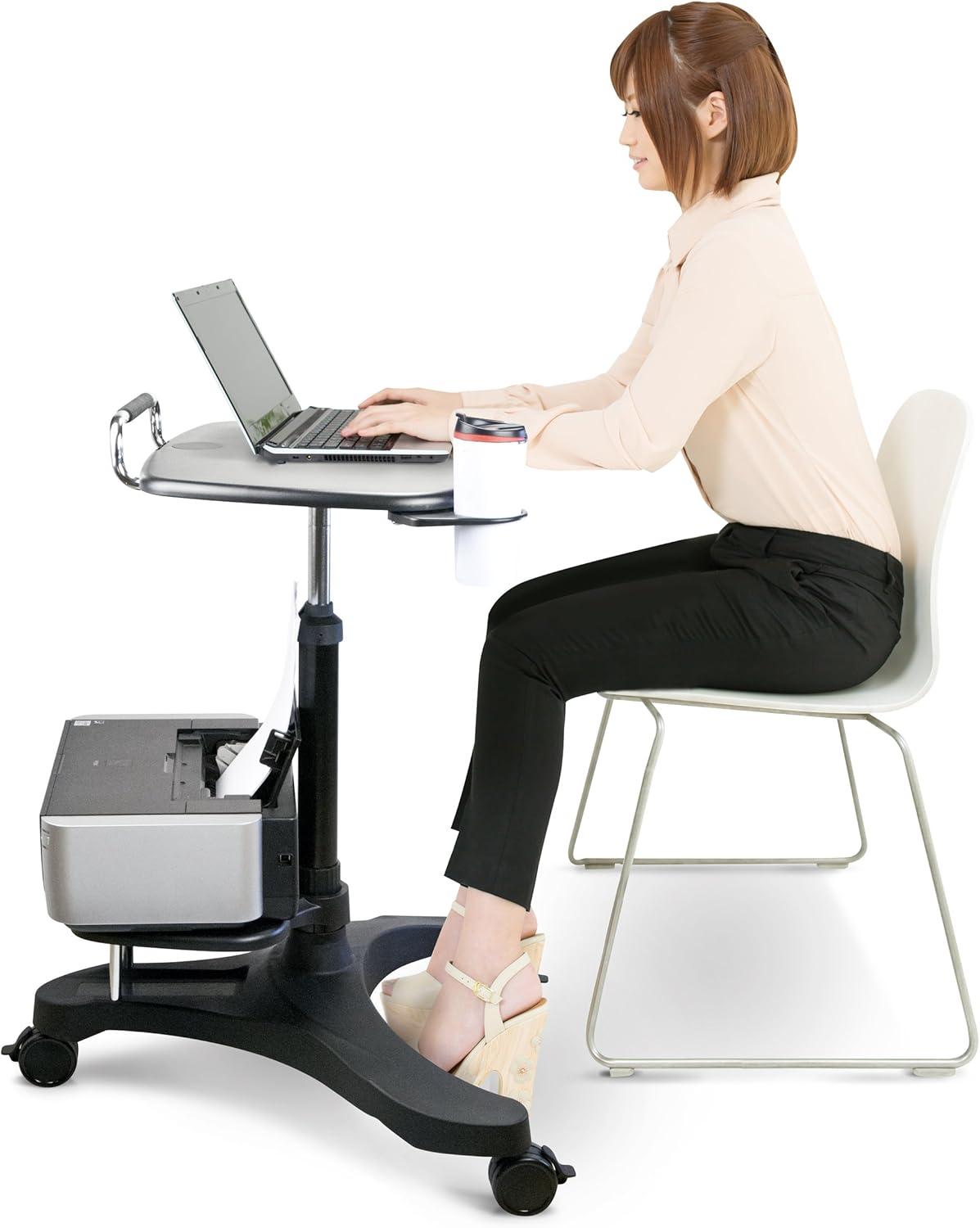 Aidata Sit/Stand Mobile Laptop Workstation w/Shelf