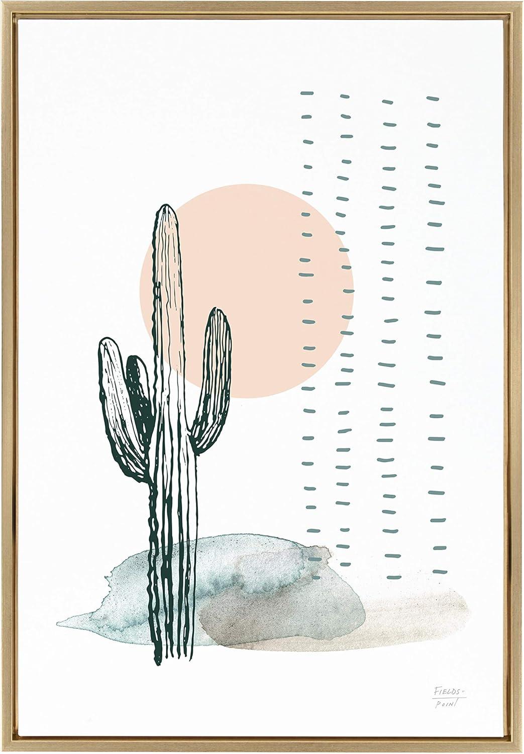 23" x 33" Sylvie Desert Cactus Framed Canvas by Statement Goods - Kate & Laurel All Things Decor