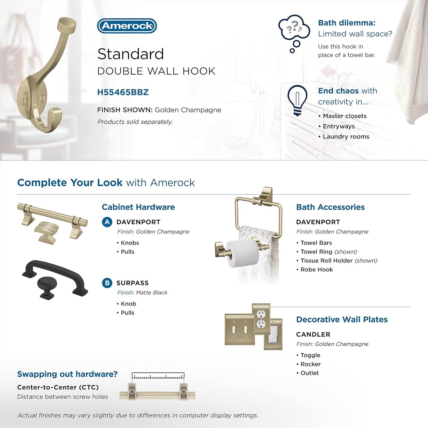 Adare Traditional Double Prong Decorative Wall Hook