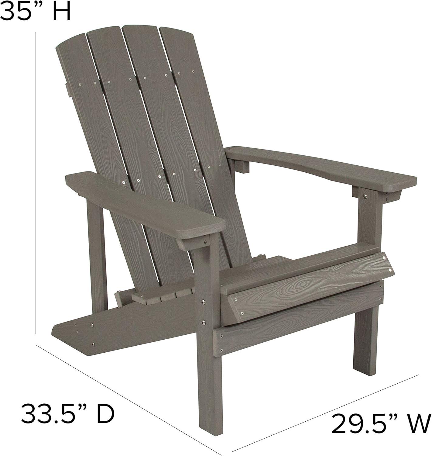 Flash Furniture Set of 4 Charlestown All-Weather Poly Resin Wood Adirondack Chairs in Gray