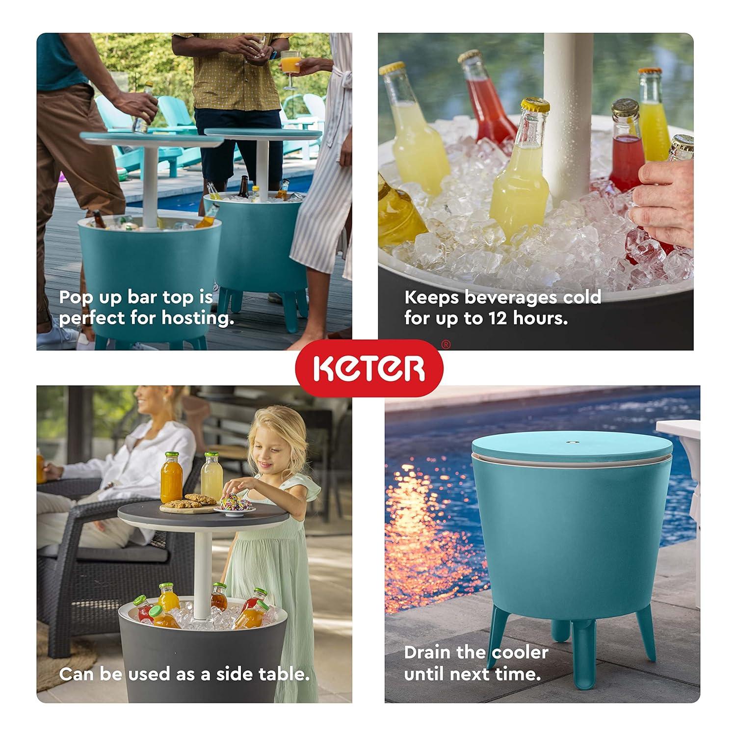 Keter 32 Qt. Cool Bar Cooler Outdoor Weather Resistant Patio Furniture 2 in 1 Pop Up Cocktail Side Table and Beverage Cooler Combo & Reviews | Wayfair