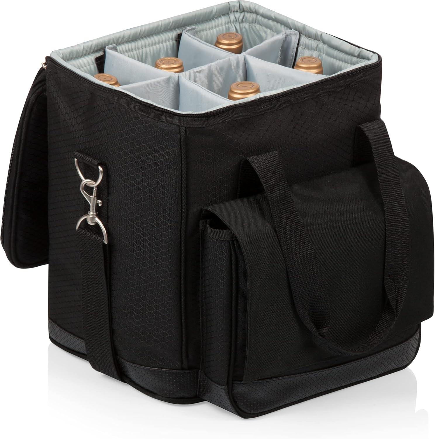 Arlmont & Co. Cellar 6-Bottle Wine Carrier & Cooler Tote with Trolley - Insulated Traveling Portable Wine Bag