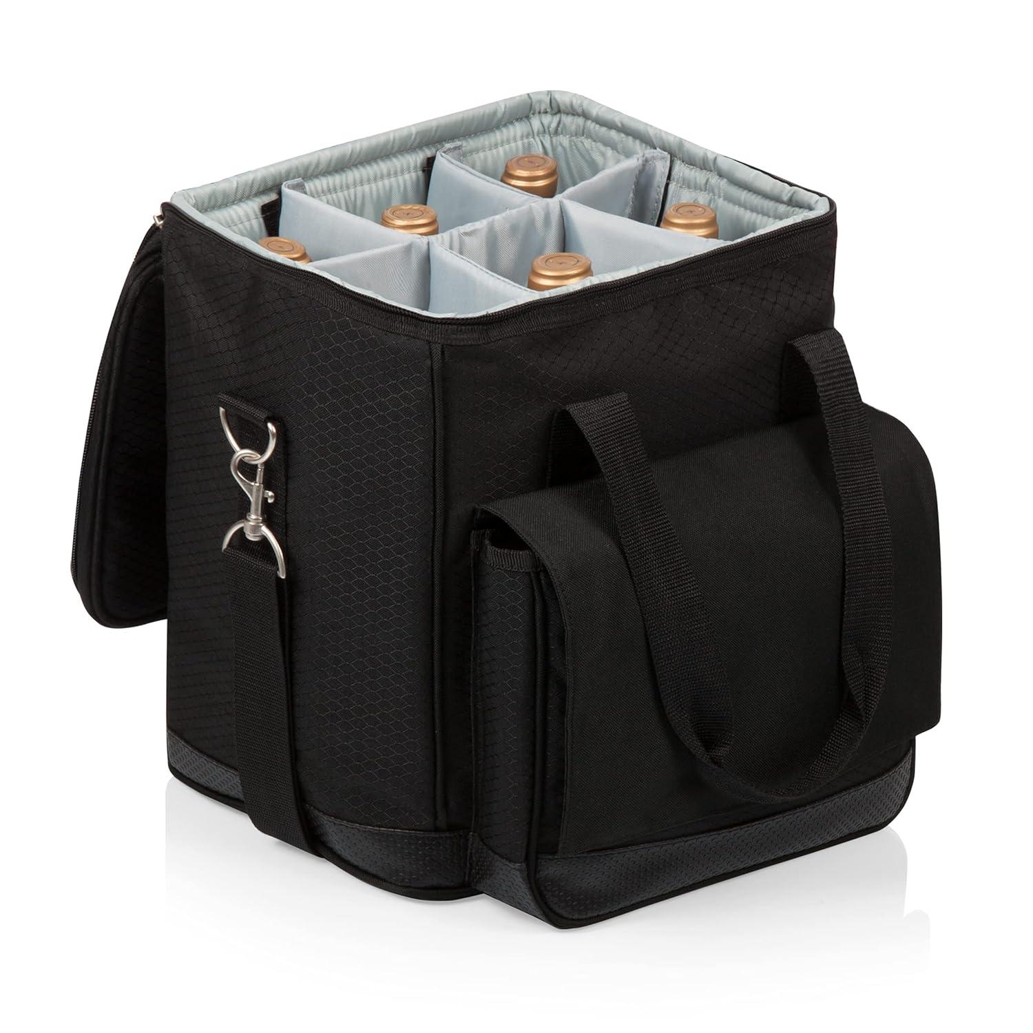 Arlmont & Co. Cellar 6-Bottle Wine Carrier & Cooler Tote with Trolley - Insulated Traveling Portable Wine Bag