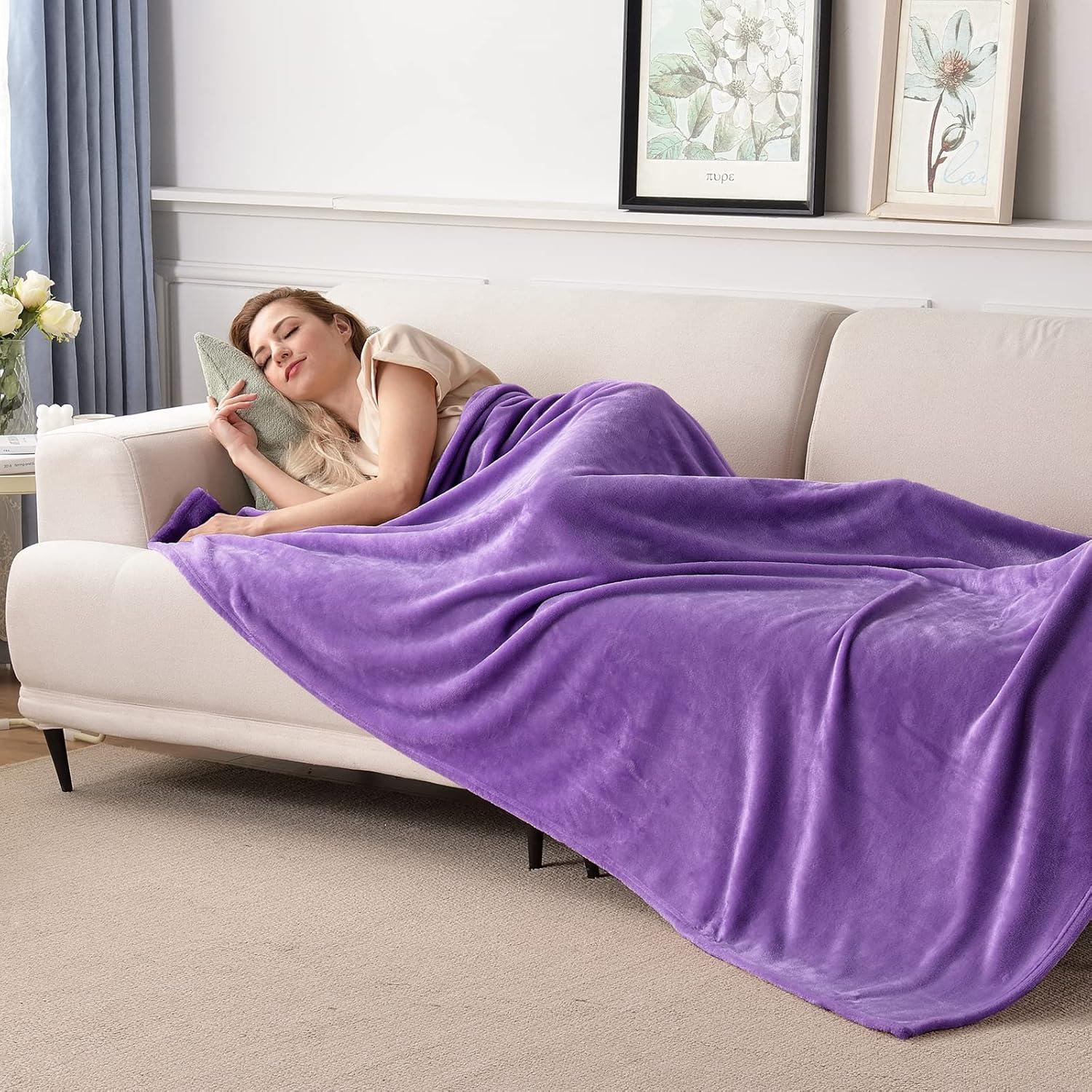 Purple Lightweight Fleece Throw Blanket, 50x60 Inches