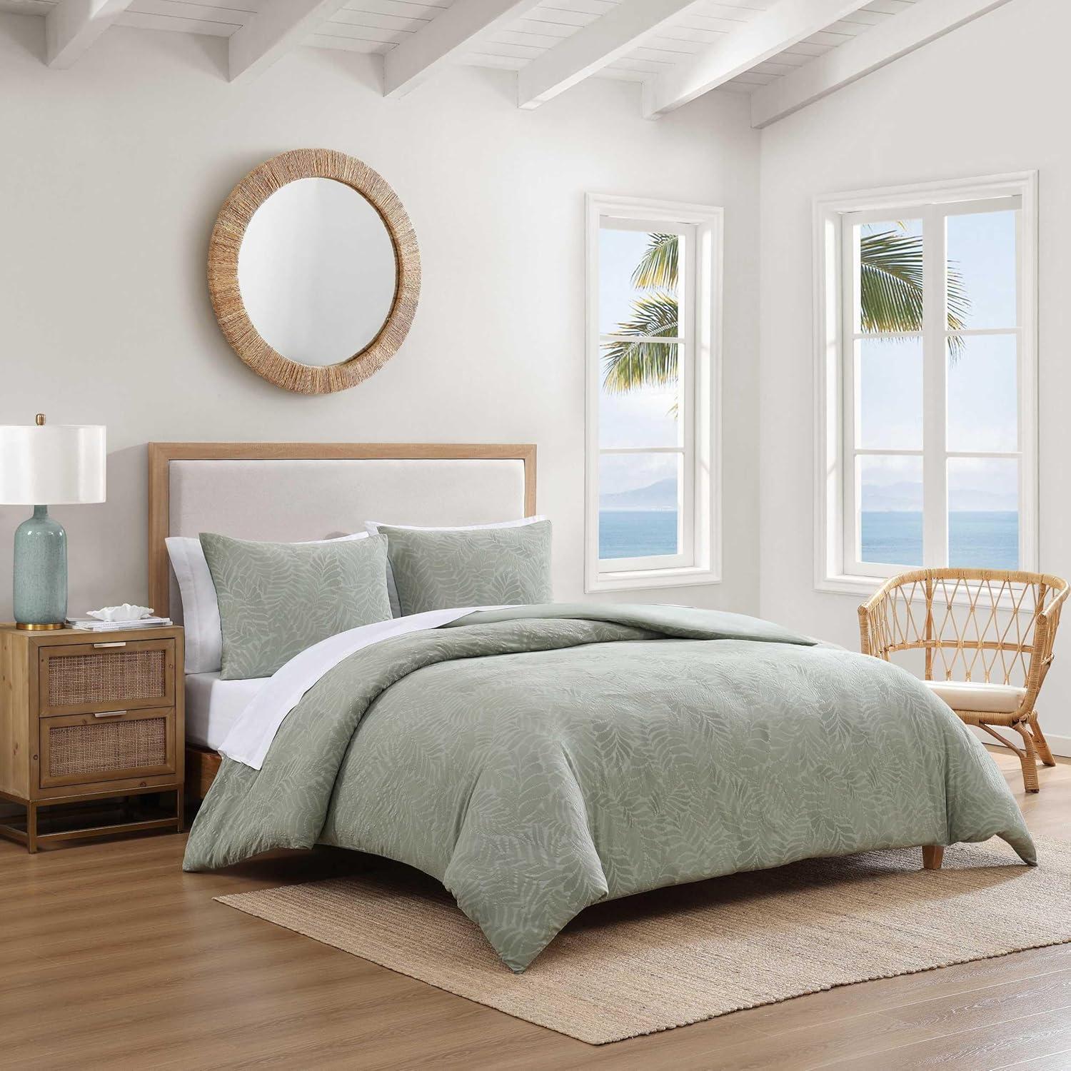 Harbor Palm 3 Piece Green 100% Cotton King Comforter Set